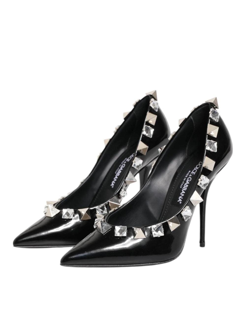 Dolce & Gabbana Black Crystals Studs Stiletto Pumps Shoes - EU39/US8.5 - Heels
