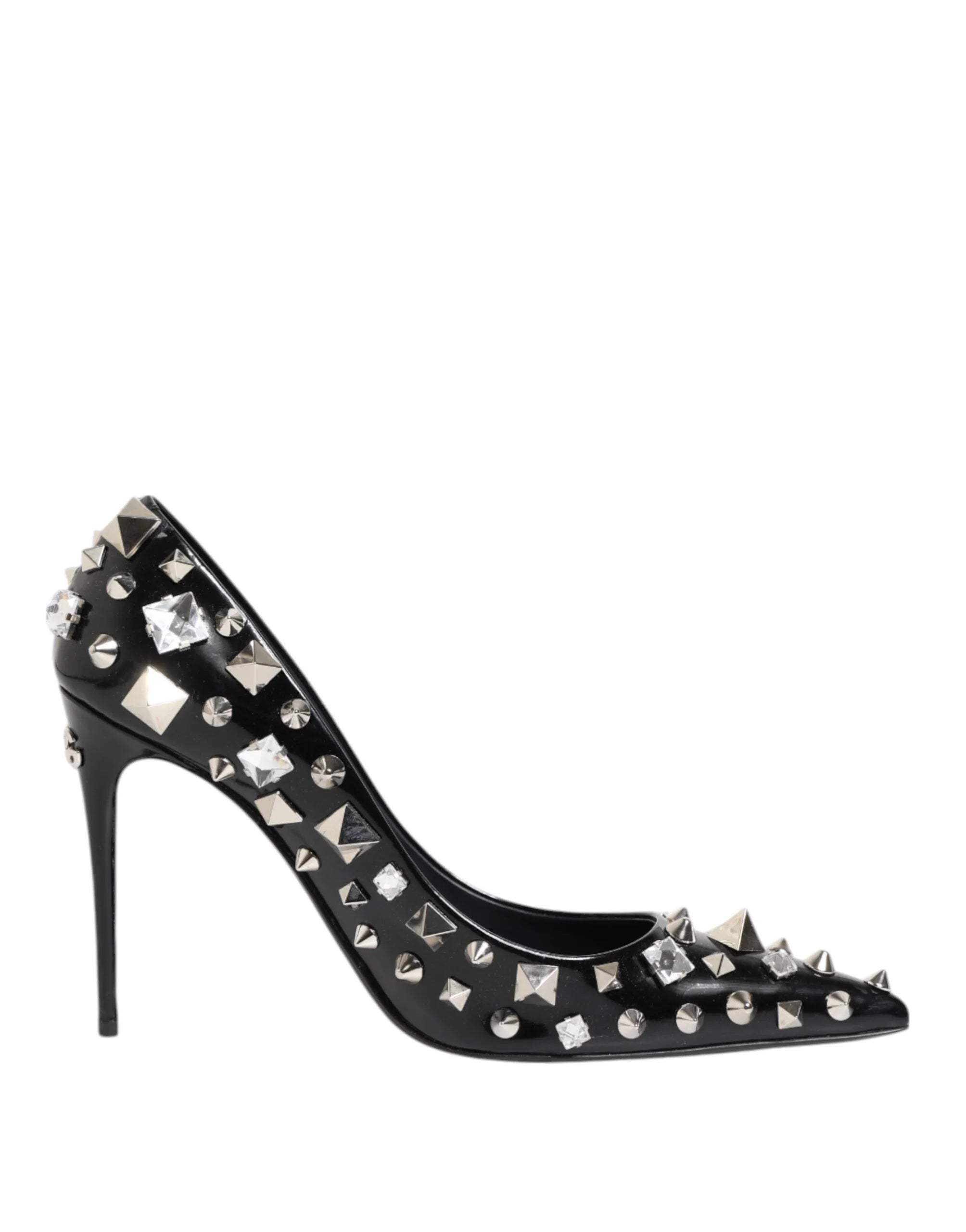 Dolce & Gabbana Black Crystals Studs Stiletto Pumps Shoes - EU39/US8.5 - Heels