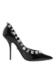 Dolce & Gabbana Black Crystals Studs Stiletto Pumps Shoes - EU39/US8.5 - Heels