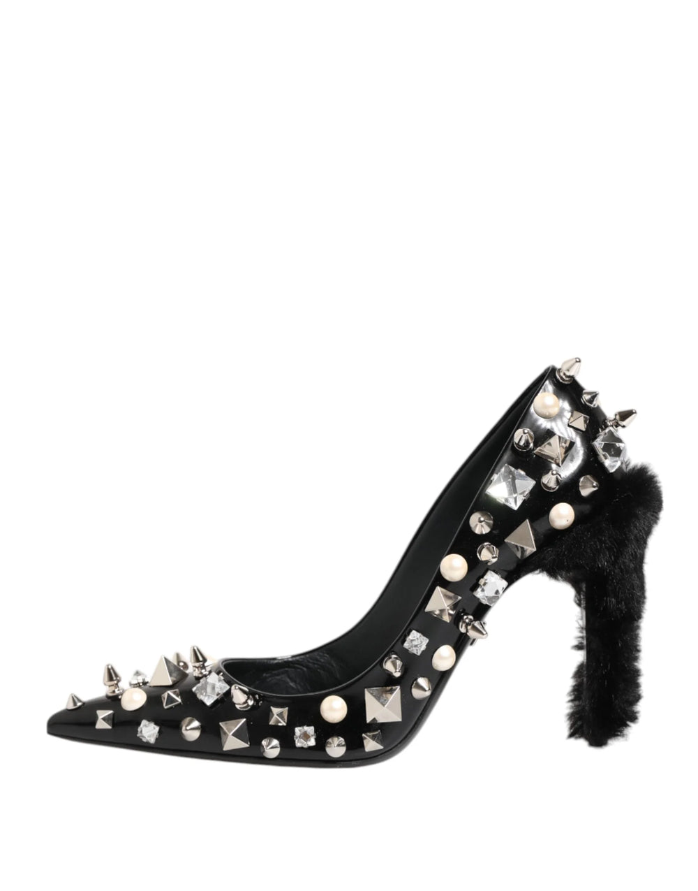 Dolce & Gabbana Black Crystals Studs Stiletto Pumps Shoes - EU39/US8.5 - Heels