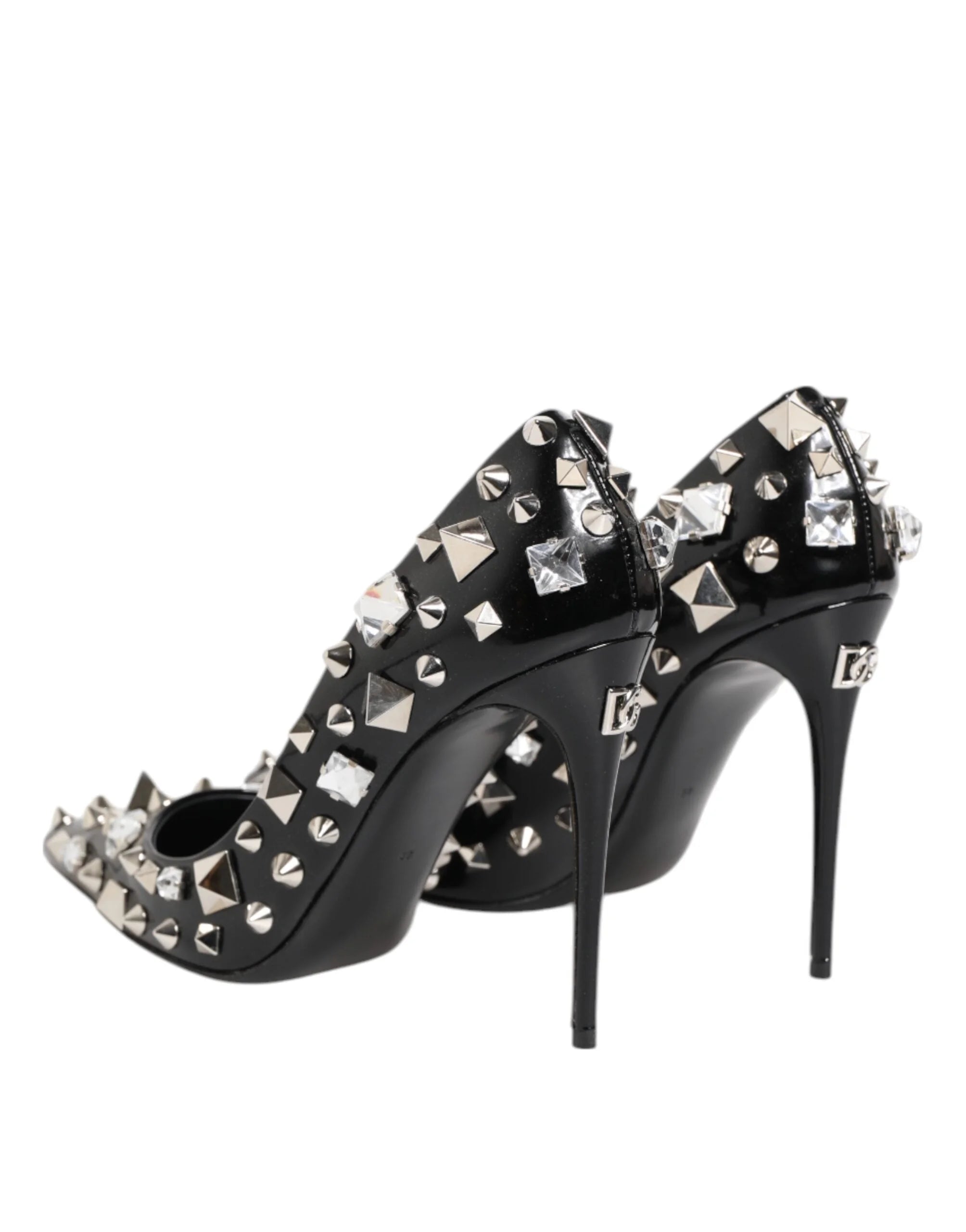 Dolce & Gabbana Black Crystals Studs Stiletto Pumps Shoes - EU39/US8.5 - Heels