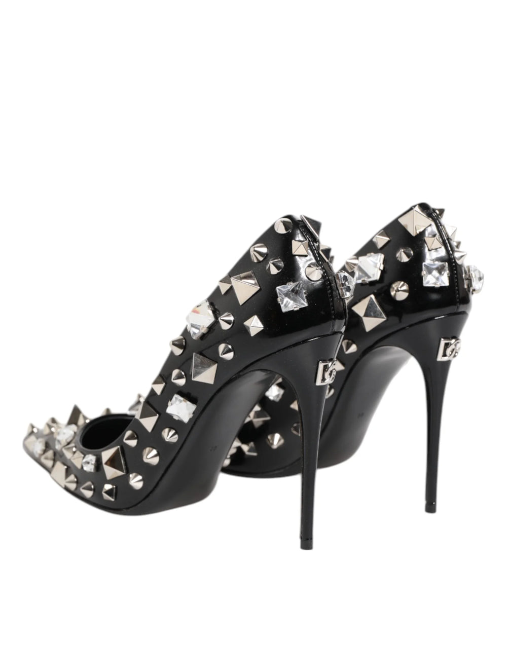 Dolce & Gabbana Black Crystals Studs Stiletto Pumps Shoes - EU39/US8.5 - Heels