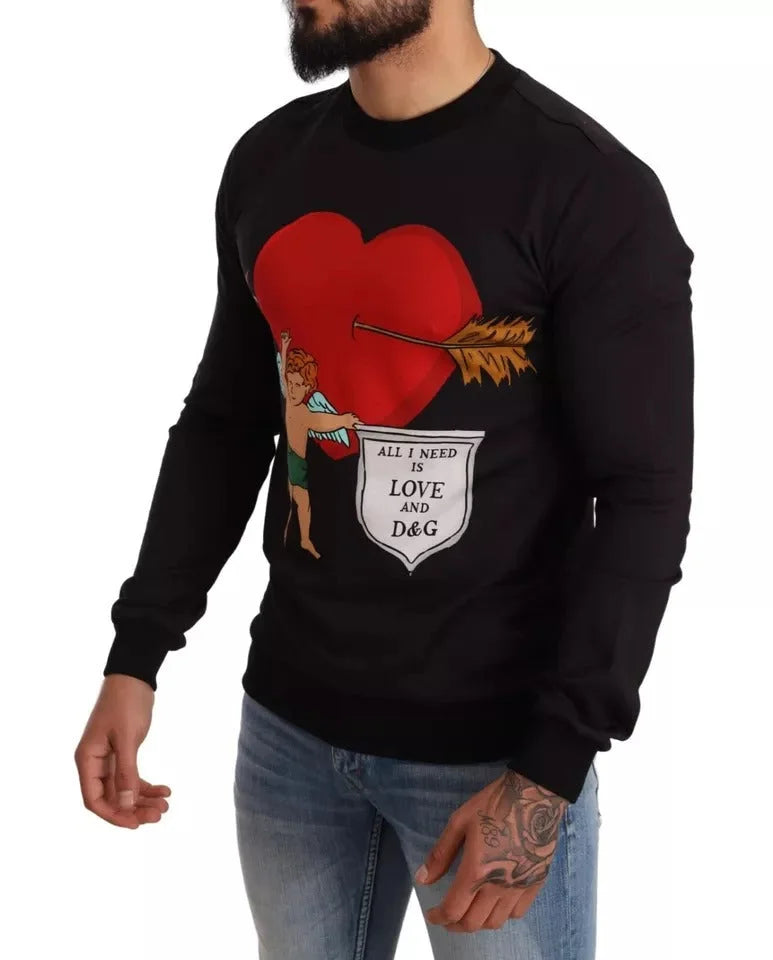 Dolce & Gabbana Black Cupid Print Hoodie Sweatshirt Sweater - IT44 | XS - Hoodies