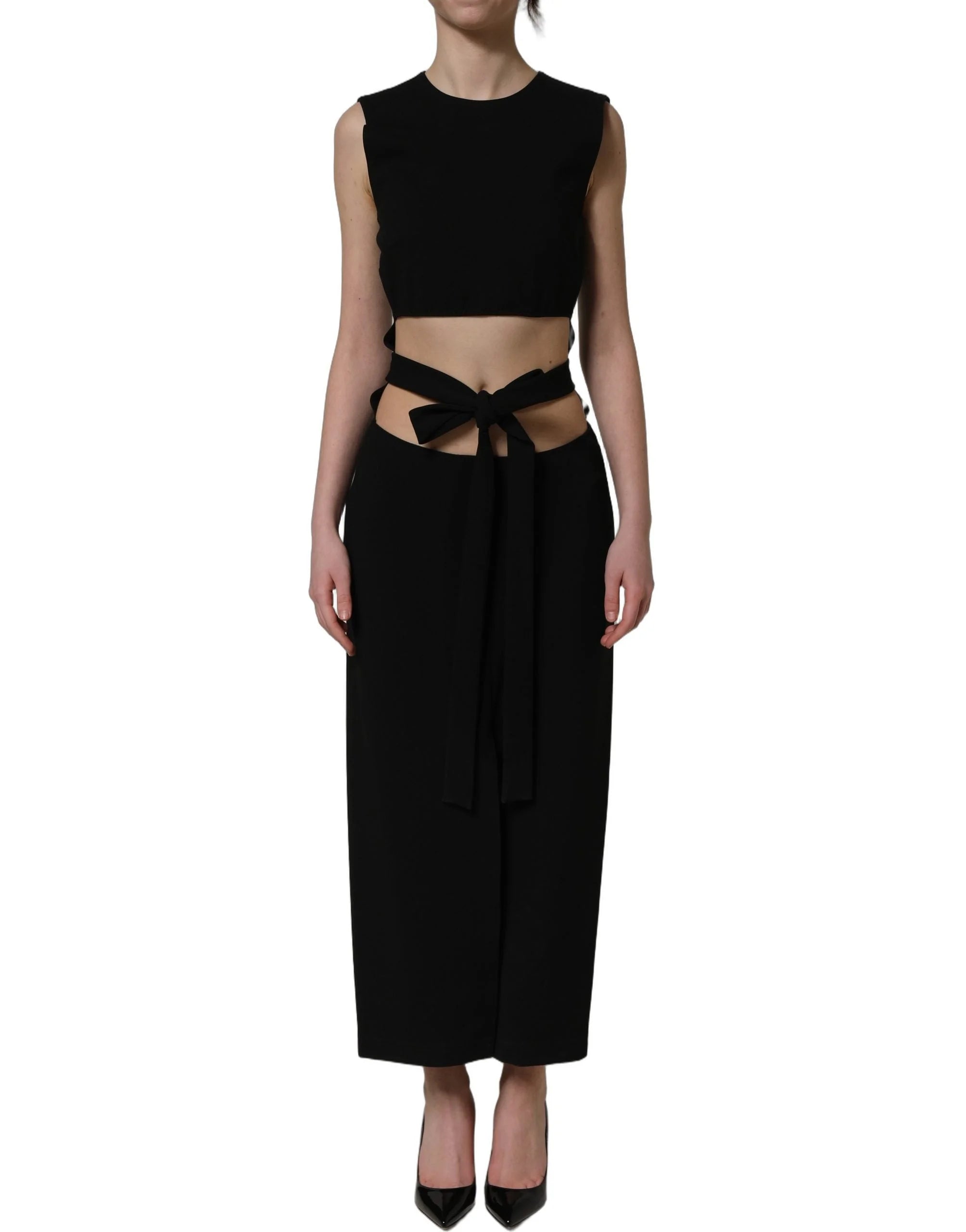 Dolce & Gabbana Black Cut Out Detail Sleeveless Maxi Dress - IT38 | XS
