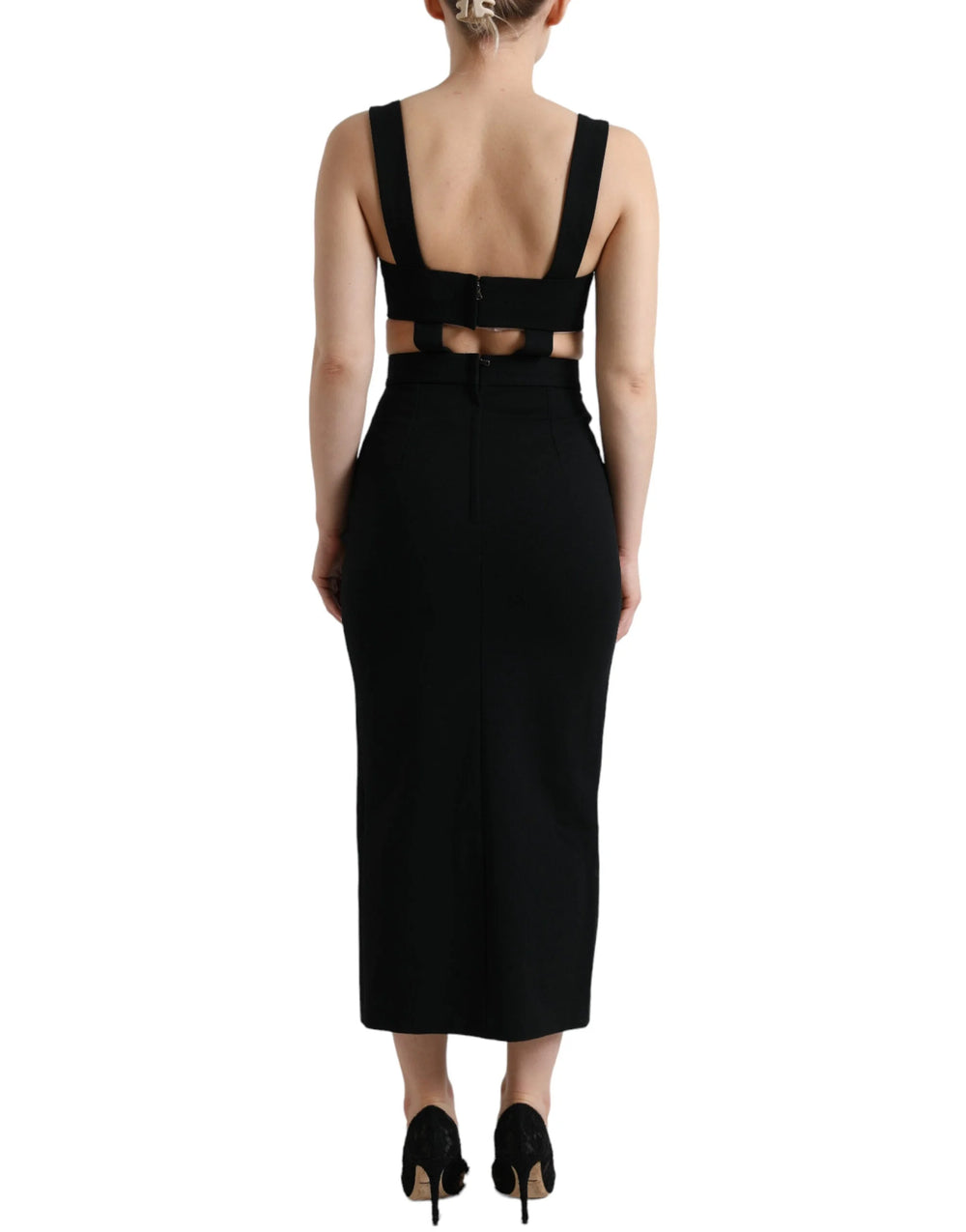 Dolce & Gabbana Black Cut Out Sleeveless Bodycon Midi Dress - IT38 | XS - Dresses