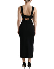 Dolce & Gabbana Black Cut Out Sleeveless Bodycon Midi Dress - IT38 | XS - Dresses