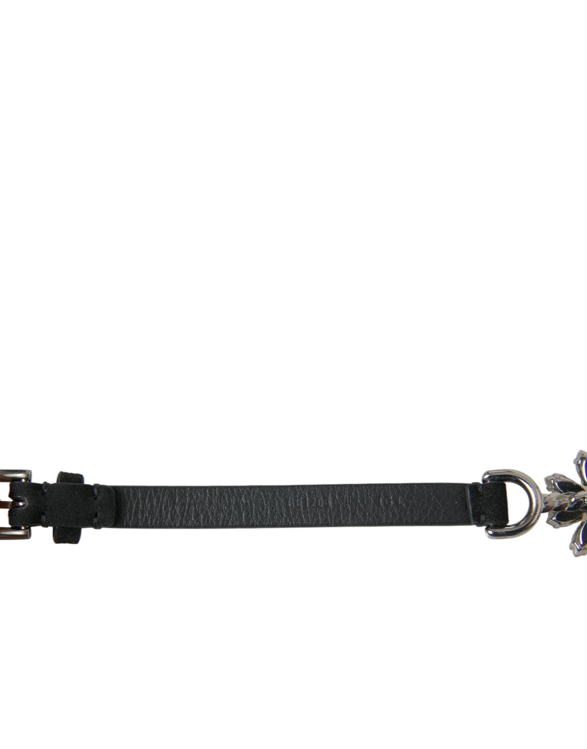 Dolce & Gabbana Black Daisy Crystal Dauphine Waist Belt - 95 cm / 38 Inches - Belts