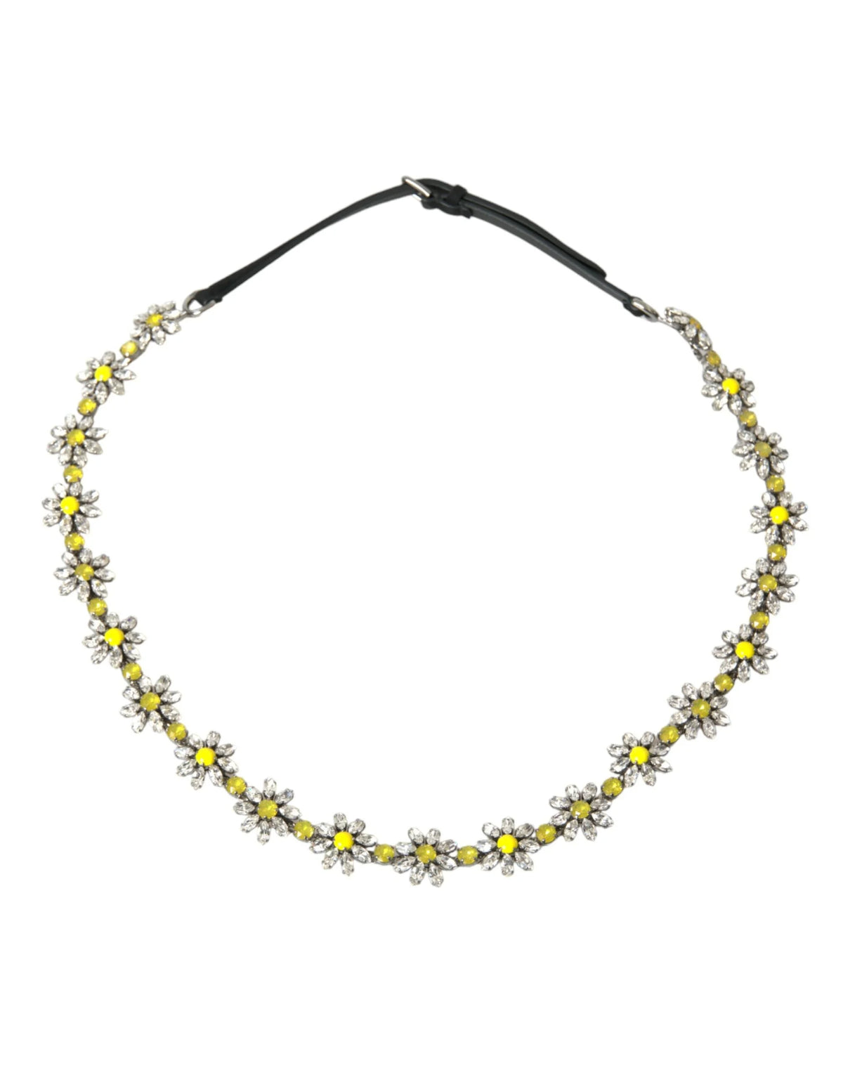 Dolce & Gabbana Black Daisy Crystal Dauphine Waist Belt - 95 cm / 38 Inches - Belts