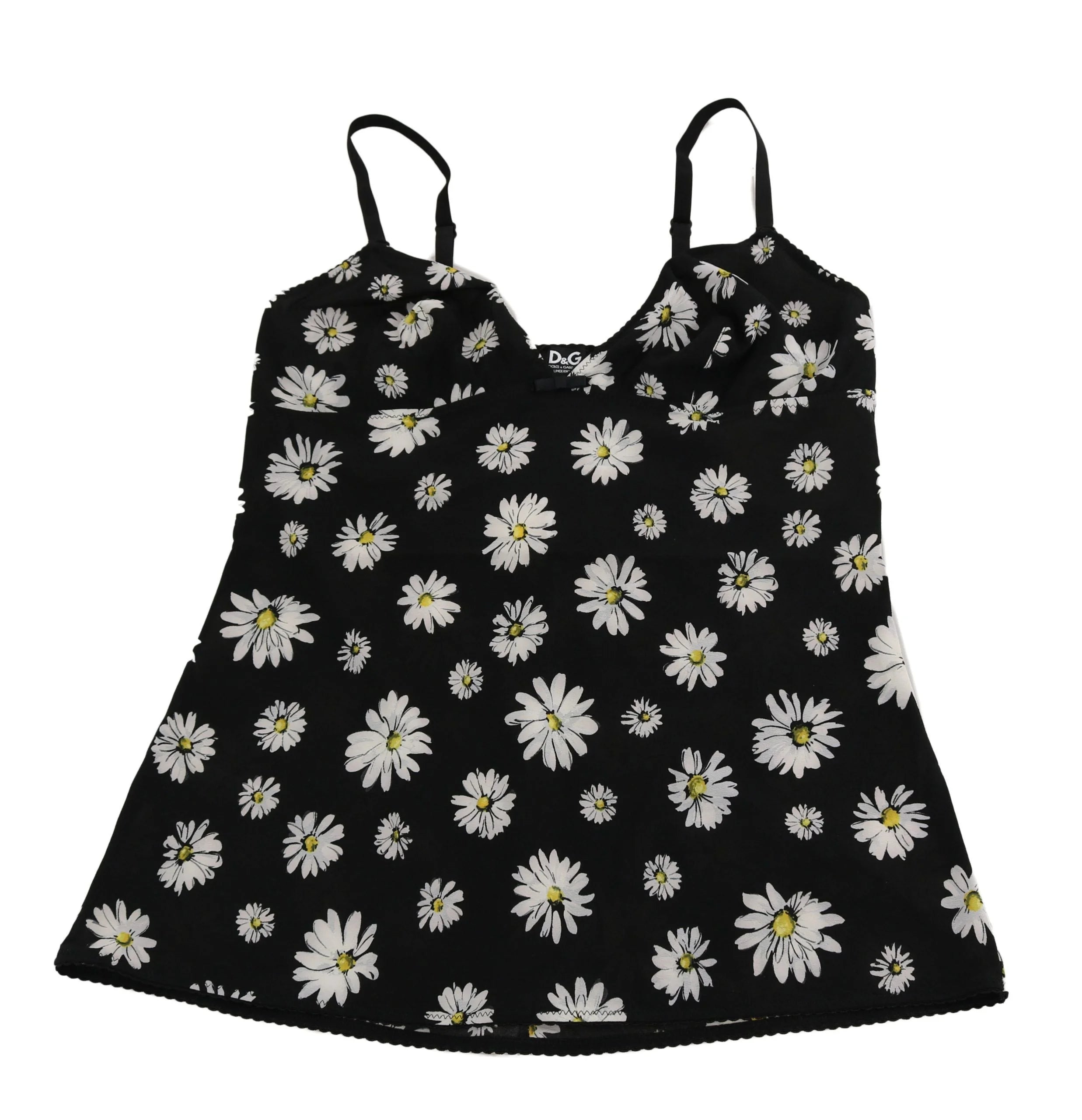 Dolce & Gabbana Black Daisy Print Dress Lingerie Chemisole - IT2 | S - Women’s Underwear Slips