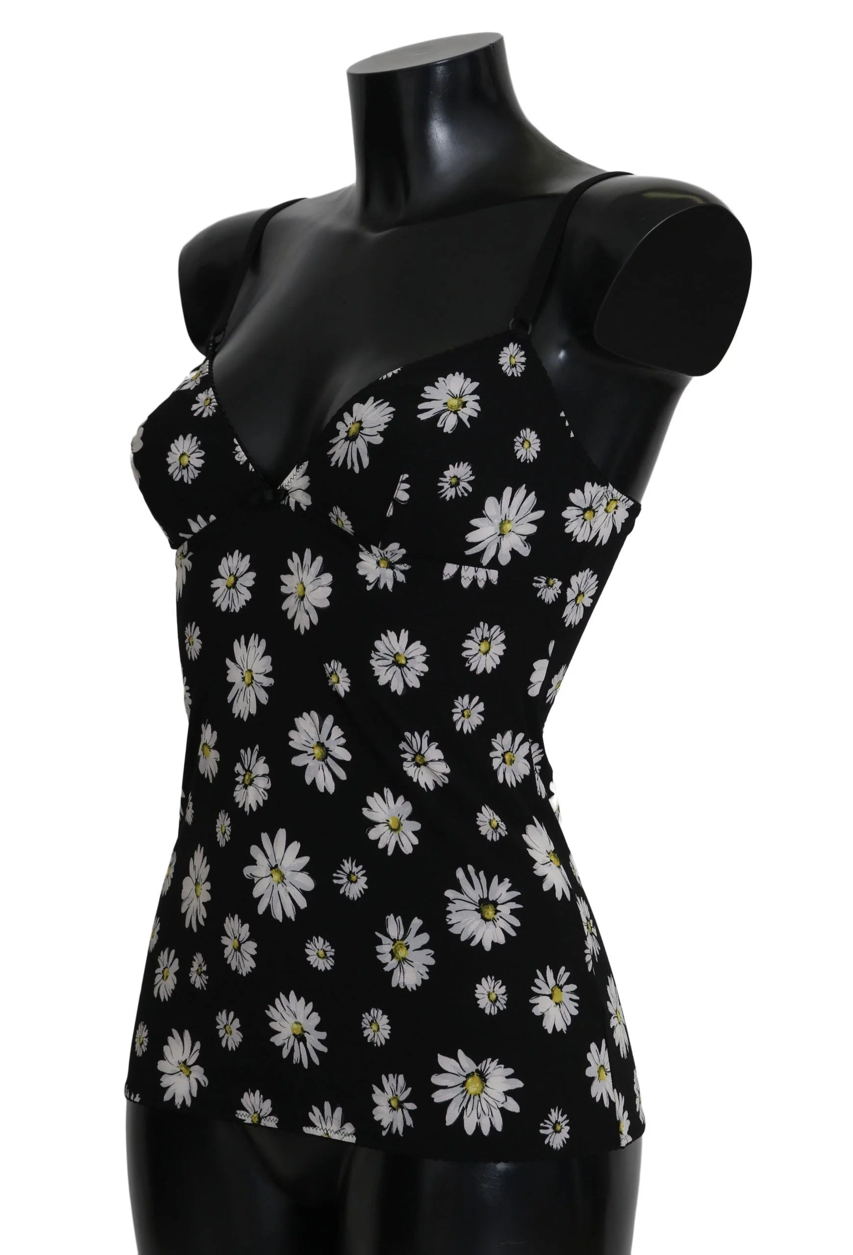 Dolce & Gabbana Black Daisy Print Dress Lingerie Chemisole - IT2 | S - Women’s Underwear Slips