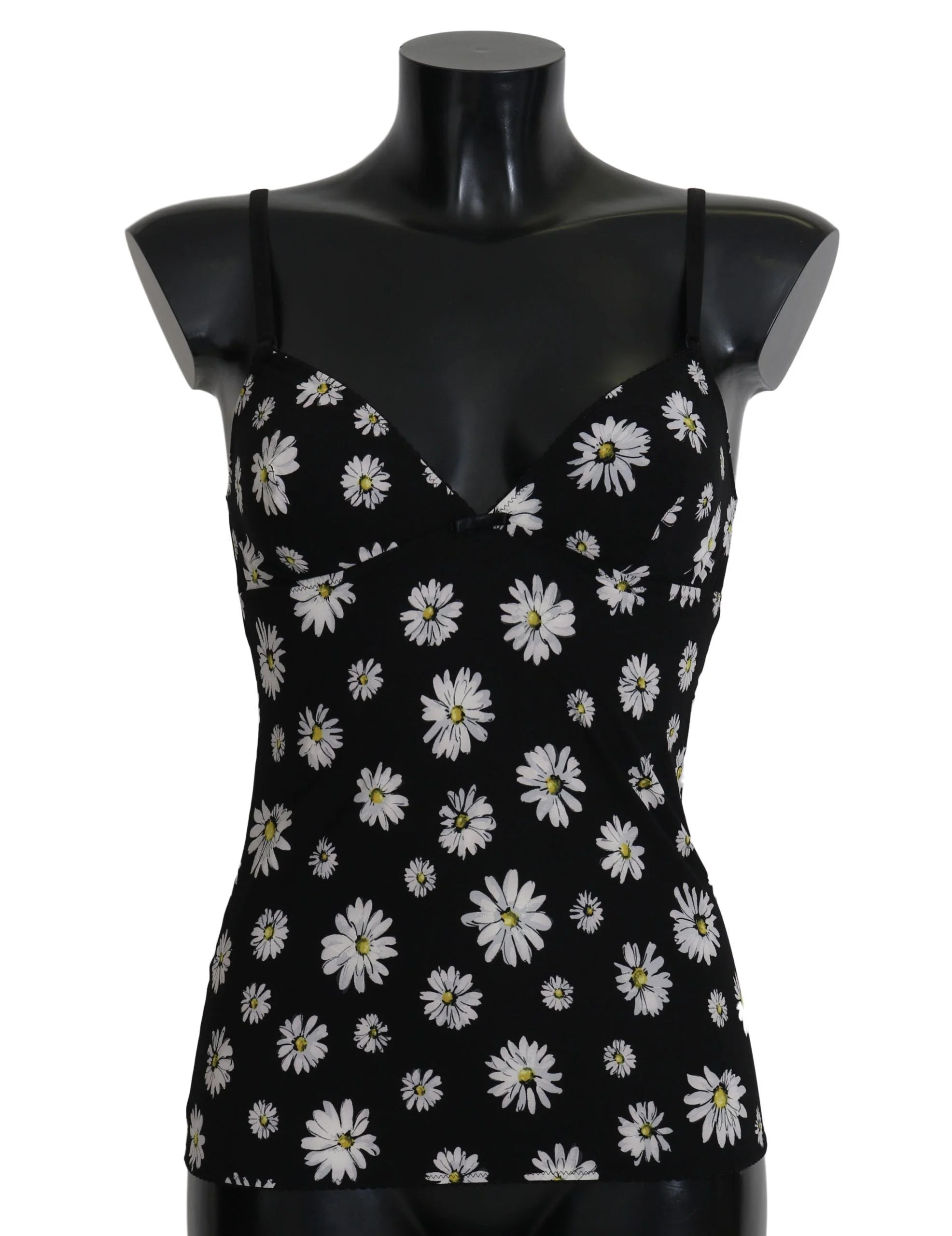 Dolce & Gabbana Black Daisy Print Dress Lingerie Chemisole - IT2 | S - Women’s Underwear Slips