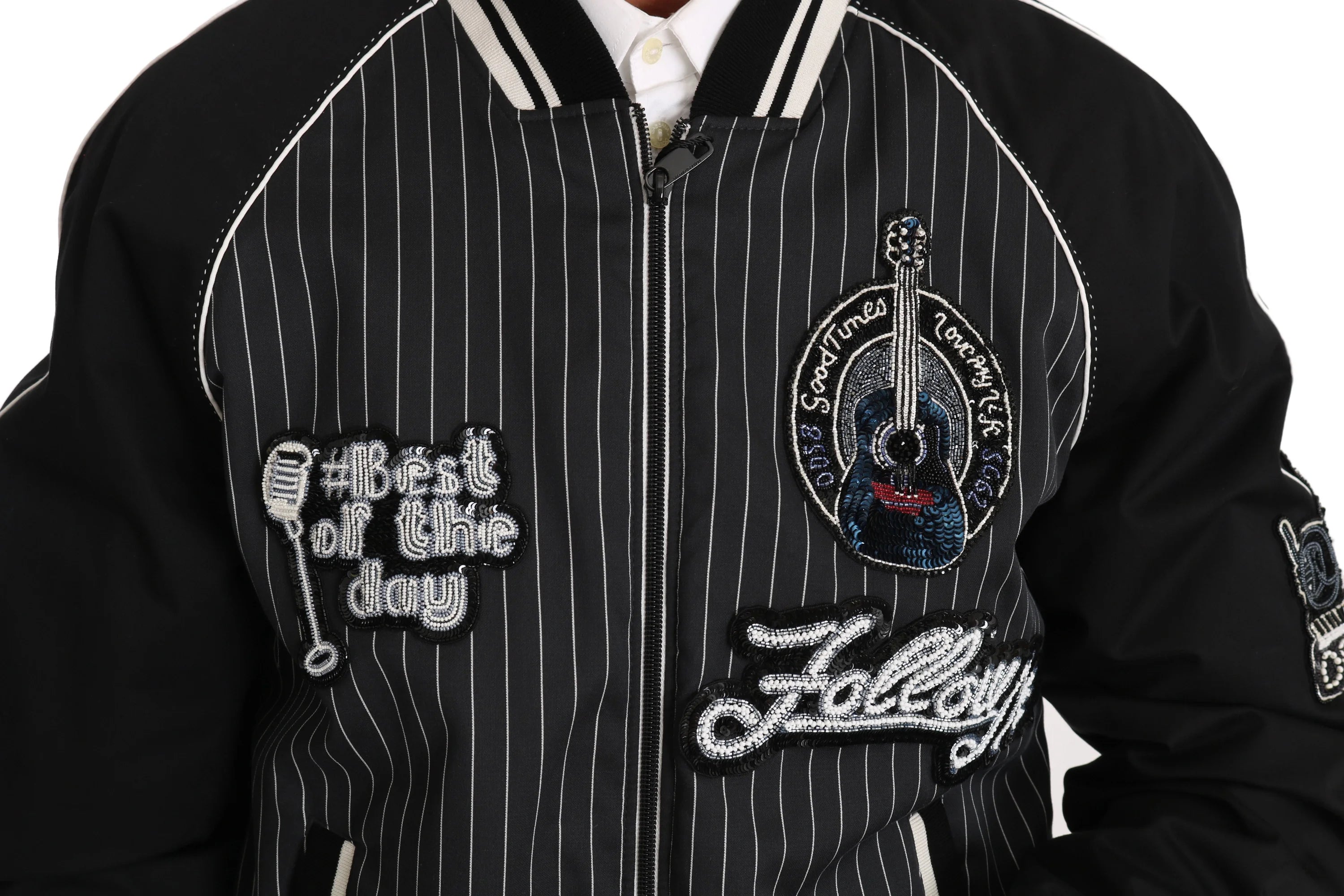 Dolce & Gabbana Black DD58 SG62 Sequined Beaded Jacket - IT52 | XL - Bomber Jackets