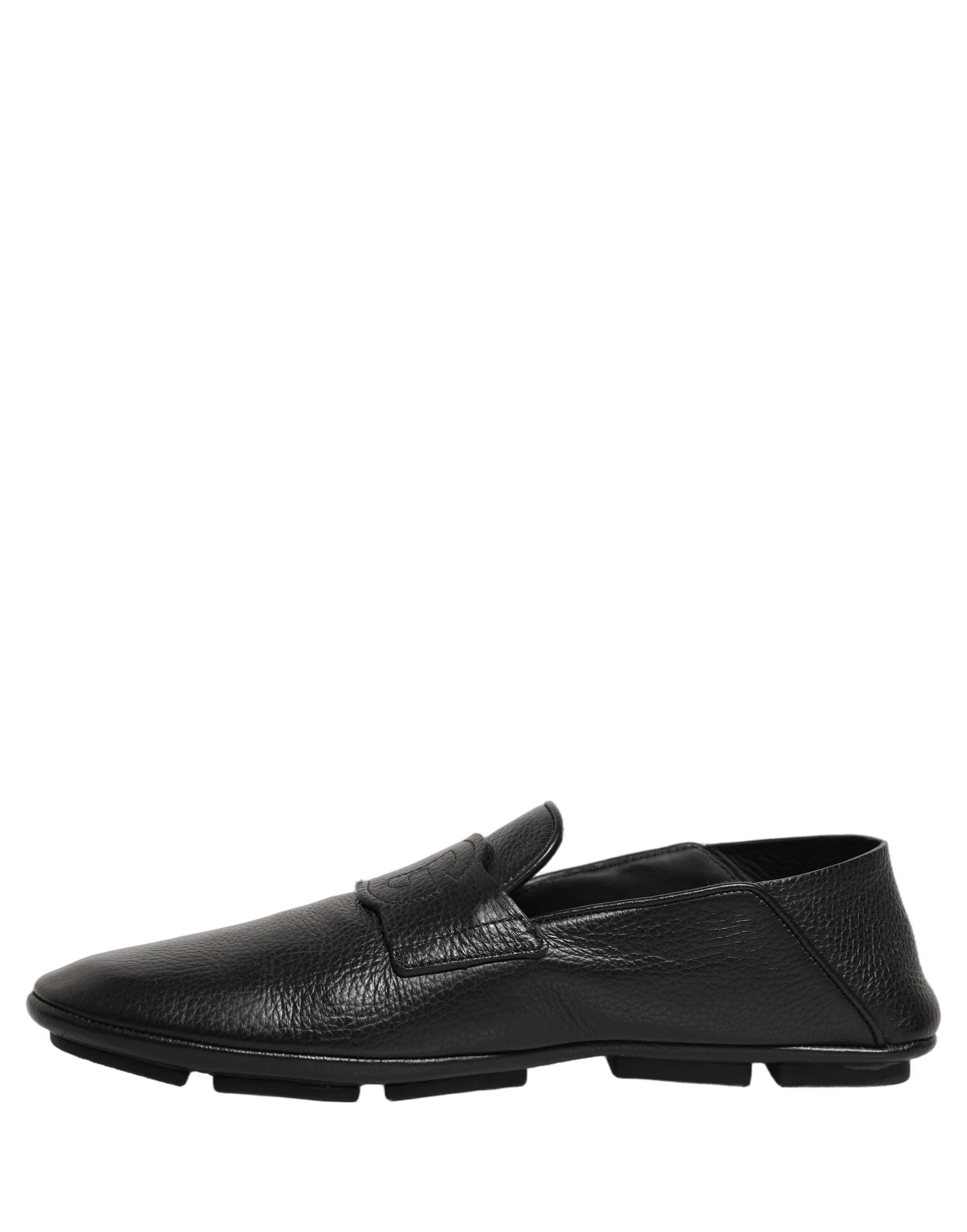 Dolce & Gabbana Black Deerskin Leather Driver Loafers Shoes - EU42/US9