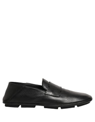Dolce & Gabbana Black Deerskin Leather Driver Loafers Shoes - EU42/US9