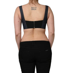 Dolce & Gabbana Black Denim Corset Bralette Cotton Cropped Top - IT40|S
