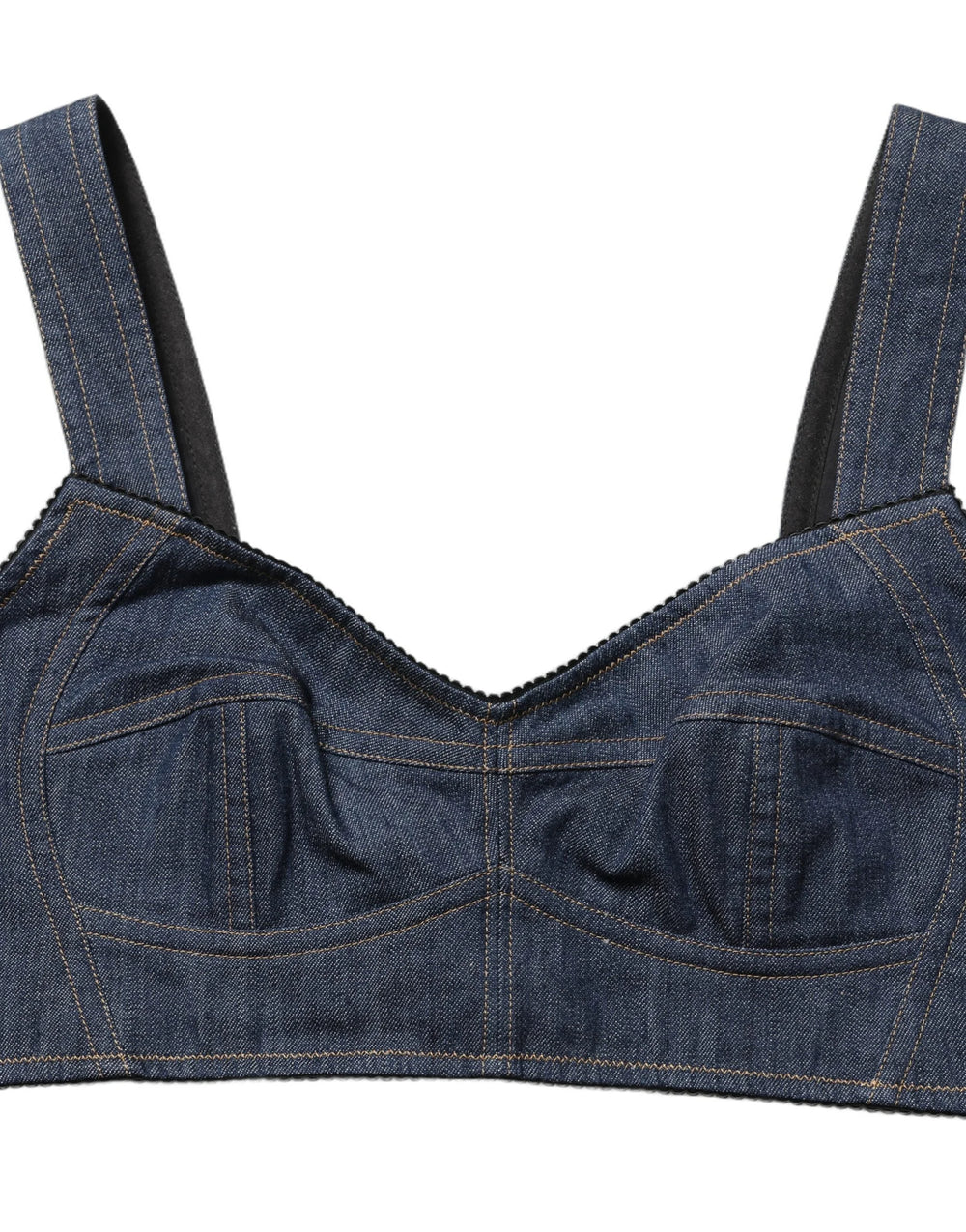 Dolce & Gabbana Black Denim Corset Bralette Cotton Cropped Top - IT40|S