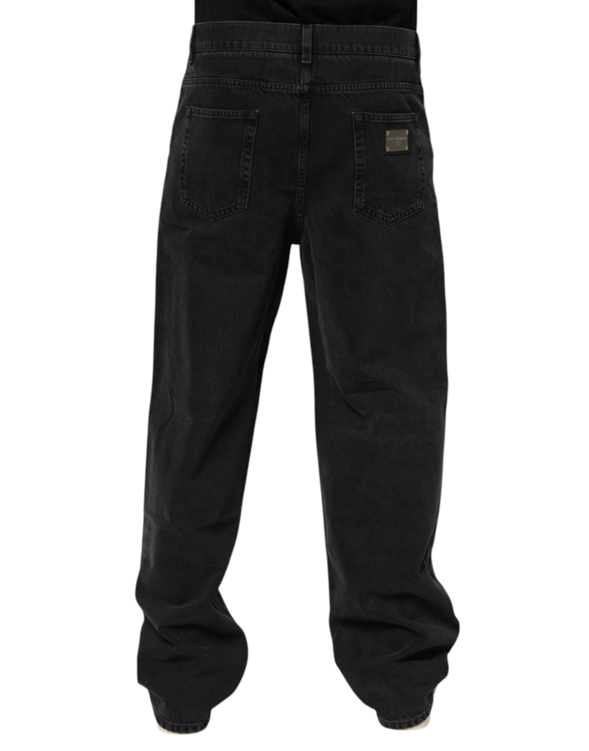 Dolce & Gabbana Black Denim Wide Leg Relaxed Fit Pants Jeans - IT50 | L