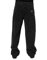 Dolce & Gabbana Black Denim Wide Leg Relaxed Fit Pants Jeans - IT50 | L