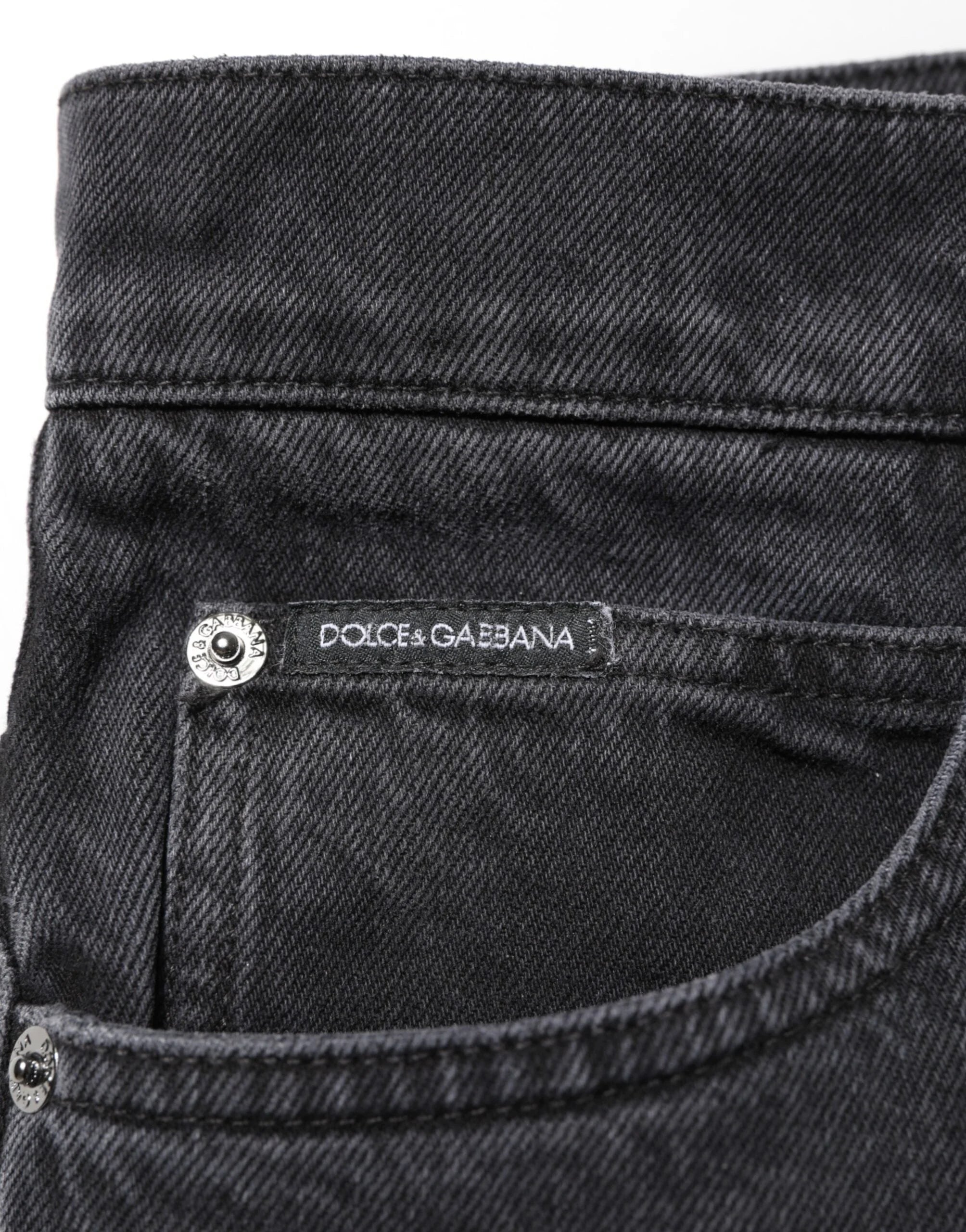 Dolce & Gabbana Black Denim Wide Leg Relaxed Fit Pants Jeans - IT50 | L