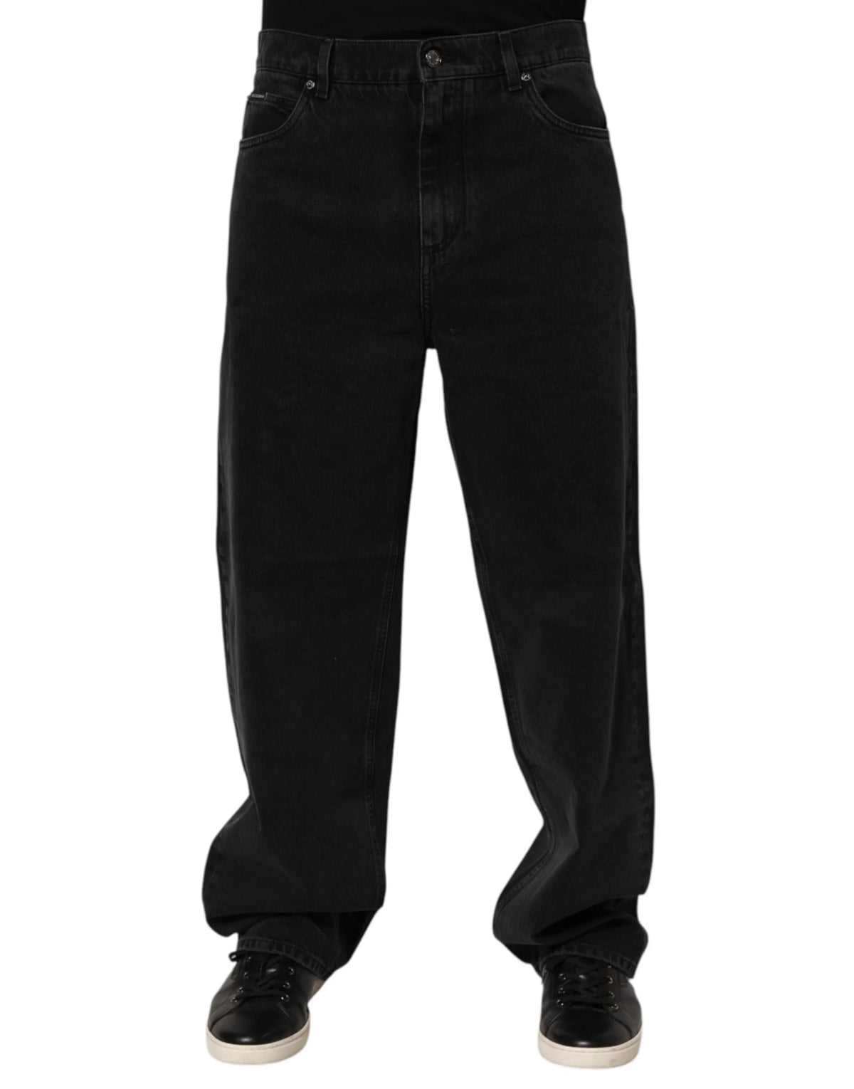 Dolce & Gabbana Black Denim Wide Leg Relaxed Fit Pants Jeans - IT50 | L
