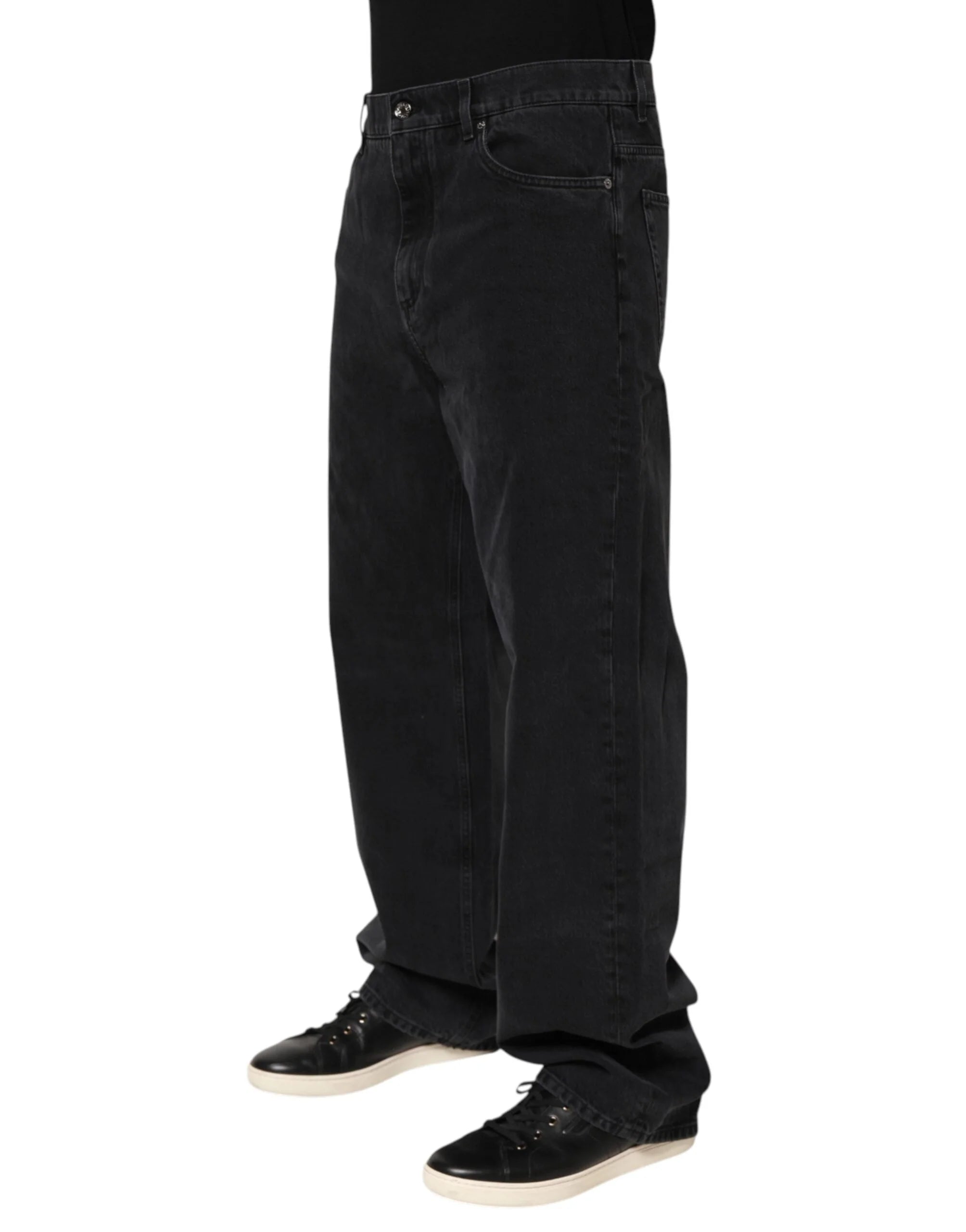Dolce & Gabbana Black Denim Wide Leg Relaxed Fit Pants Jeans - IT50 | L