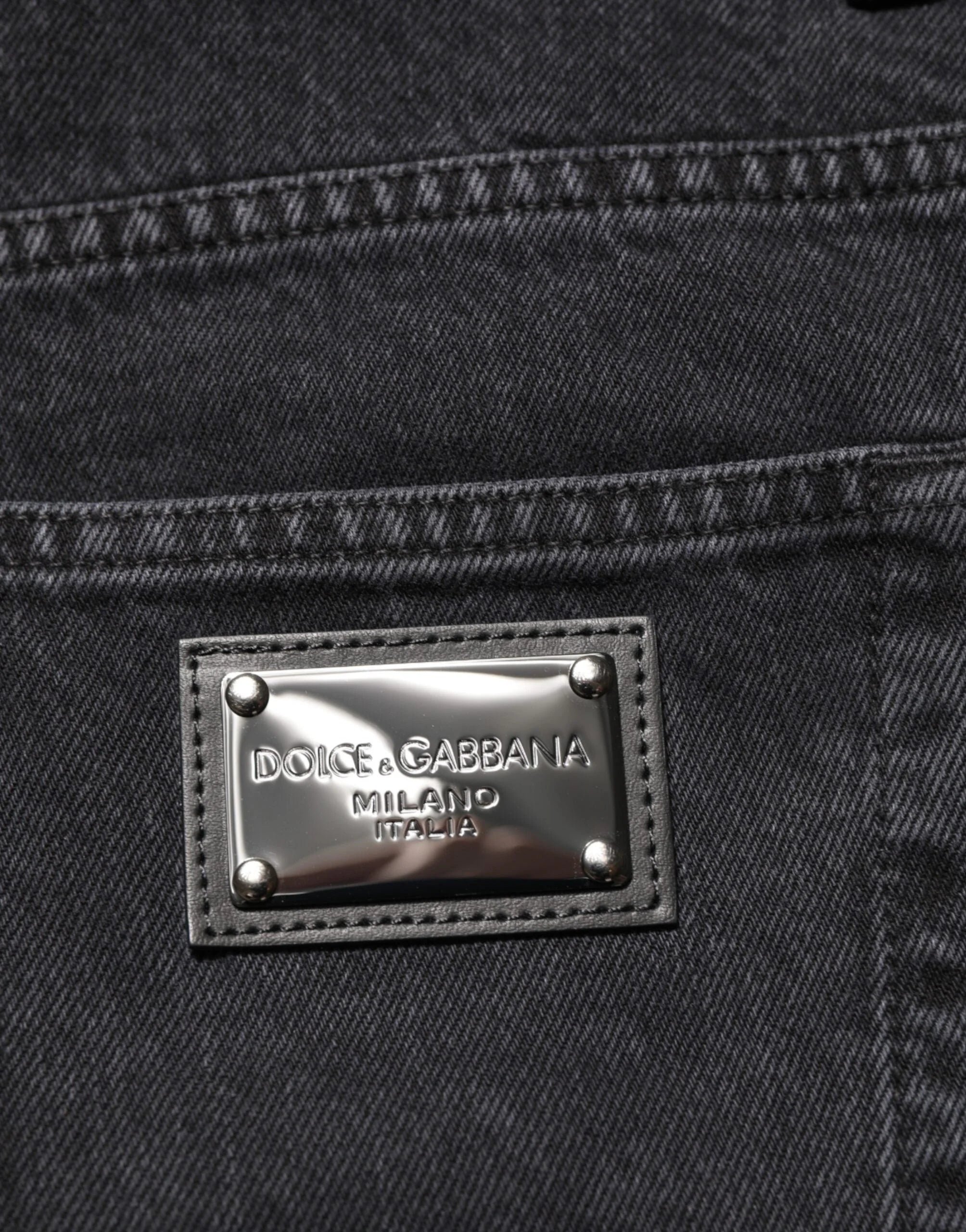Dolce & Gabbana Black Denim Wide Leg Relaxed Fit Pants Jeans - IT50 | L
