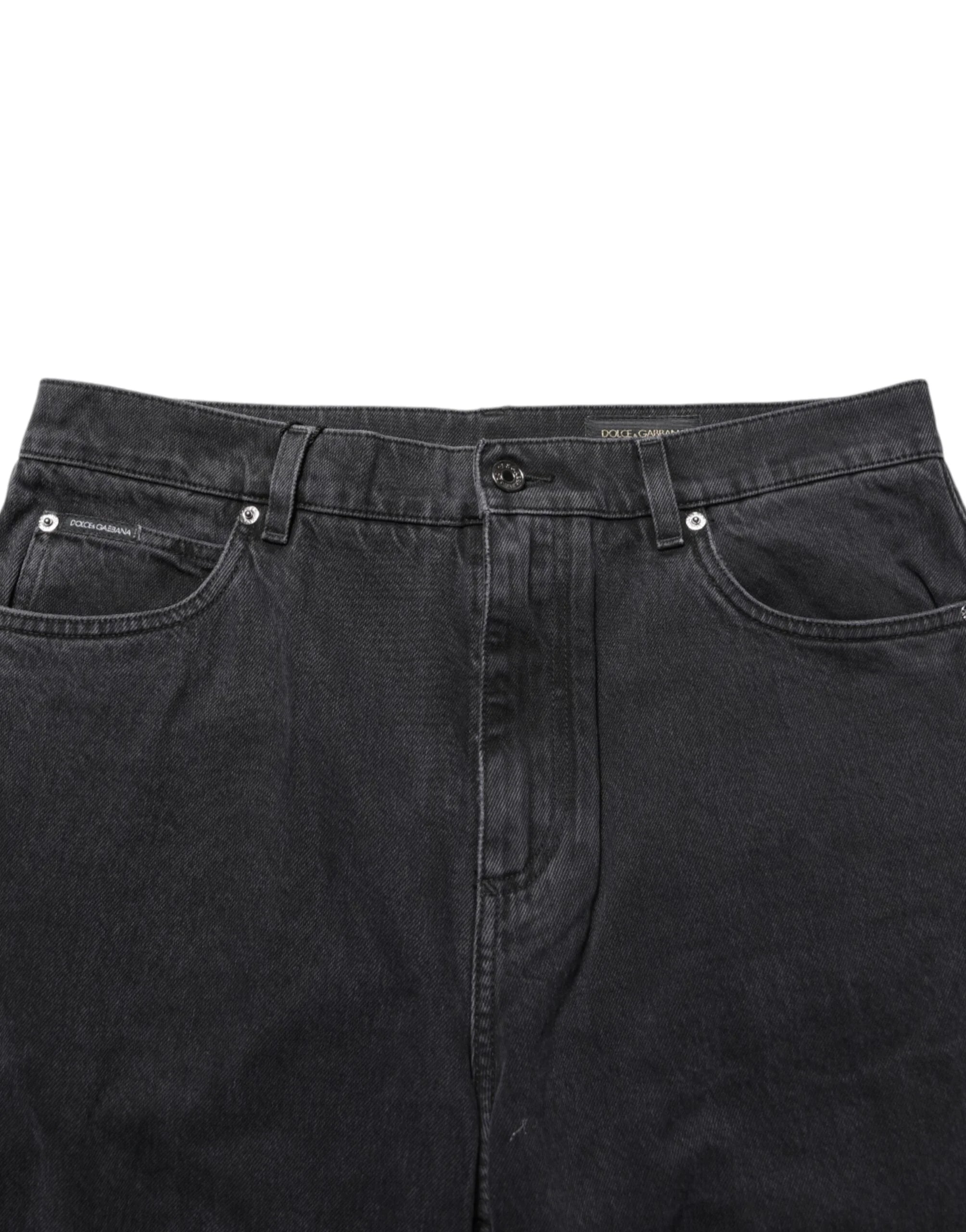 Dolce & Gabbana Black Denim Wide Leg Relaxed Fit Pants Jeans - IT50 | L