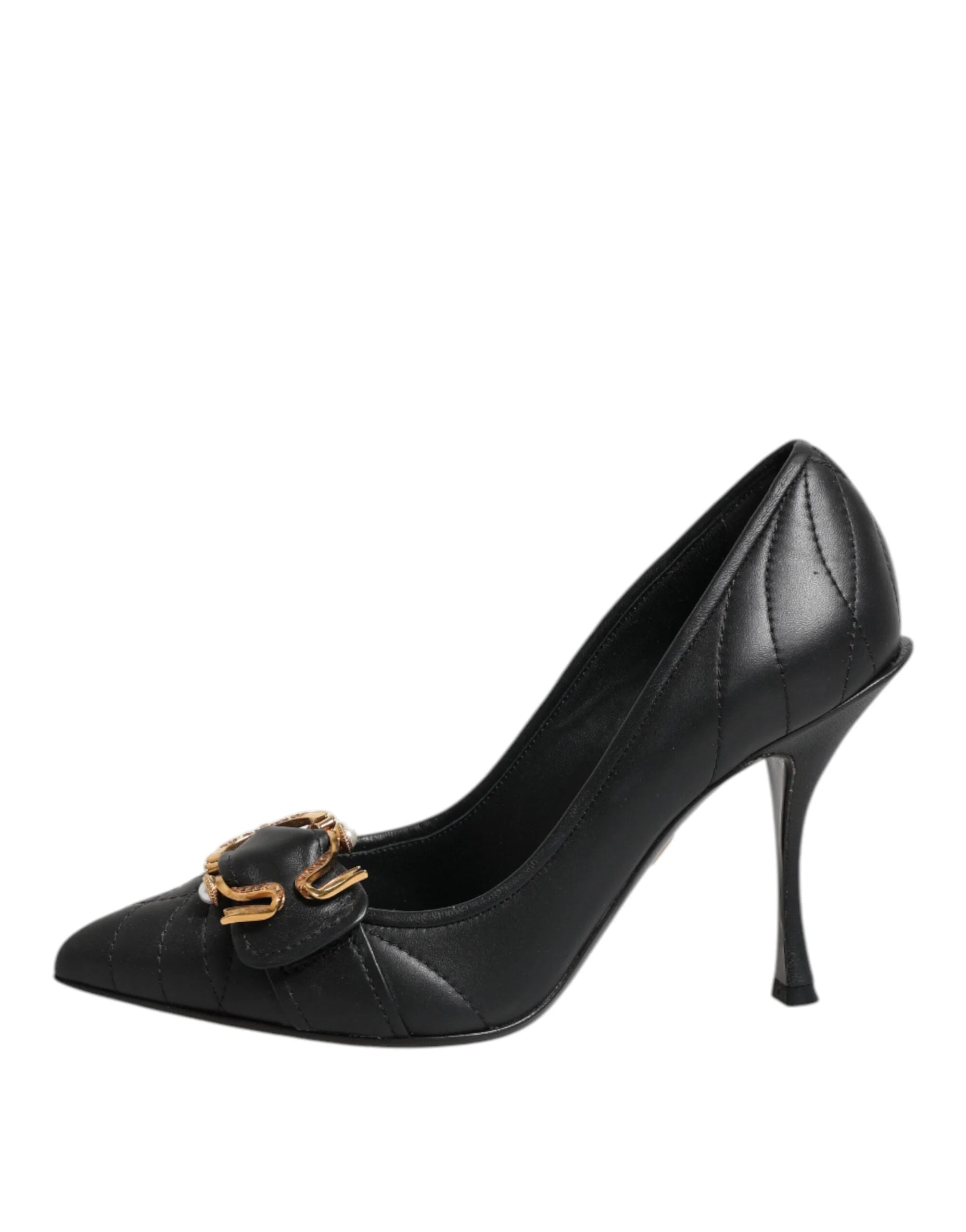Dolce & Gabbana Black Devotion Leather Heels Pumps Shoes - Heels