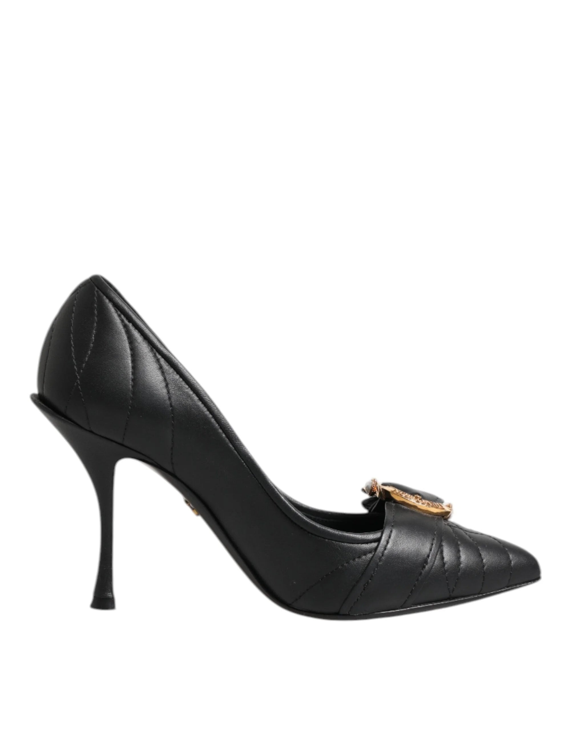 Dolce & Gabbana Black Devotion Leather Heels Pumps Shoes - Heels