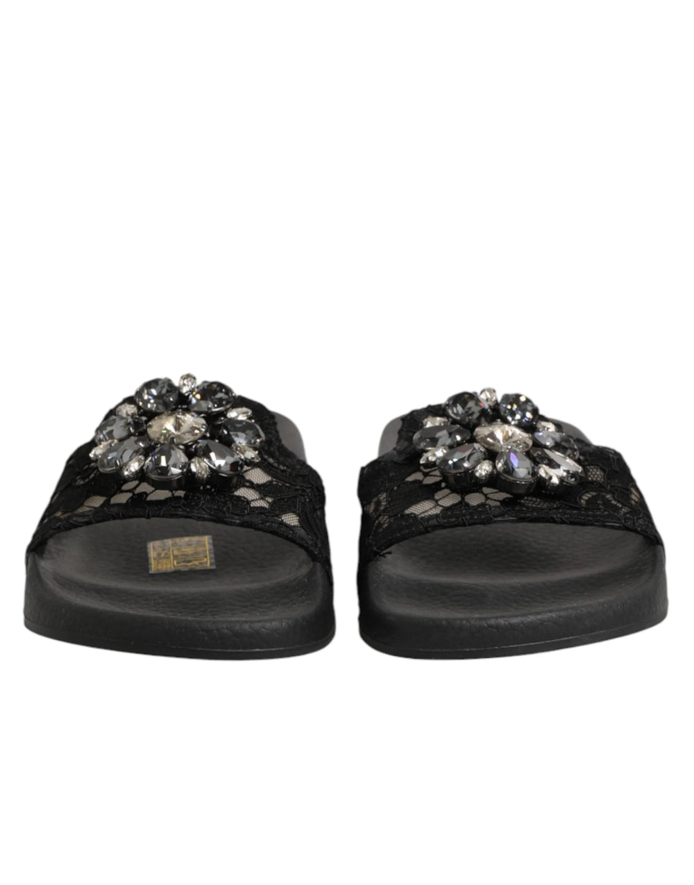 Dolce & Gabbana Black Devotion Matelassé Leather Slides Shoes - EU35/US4.5