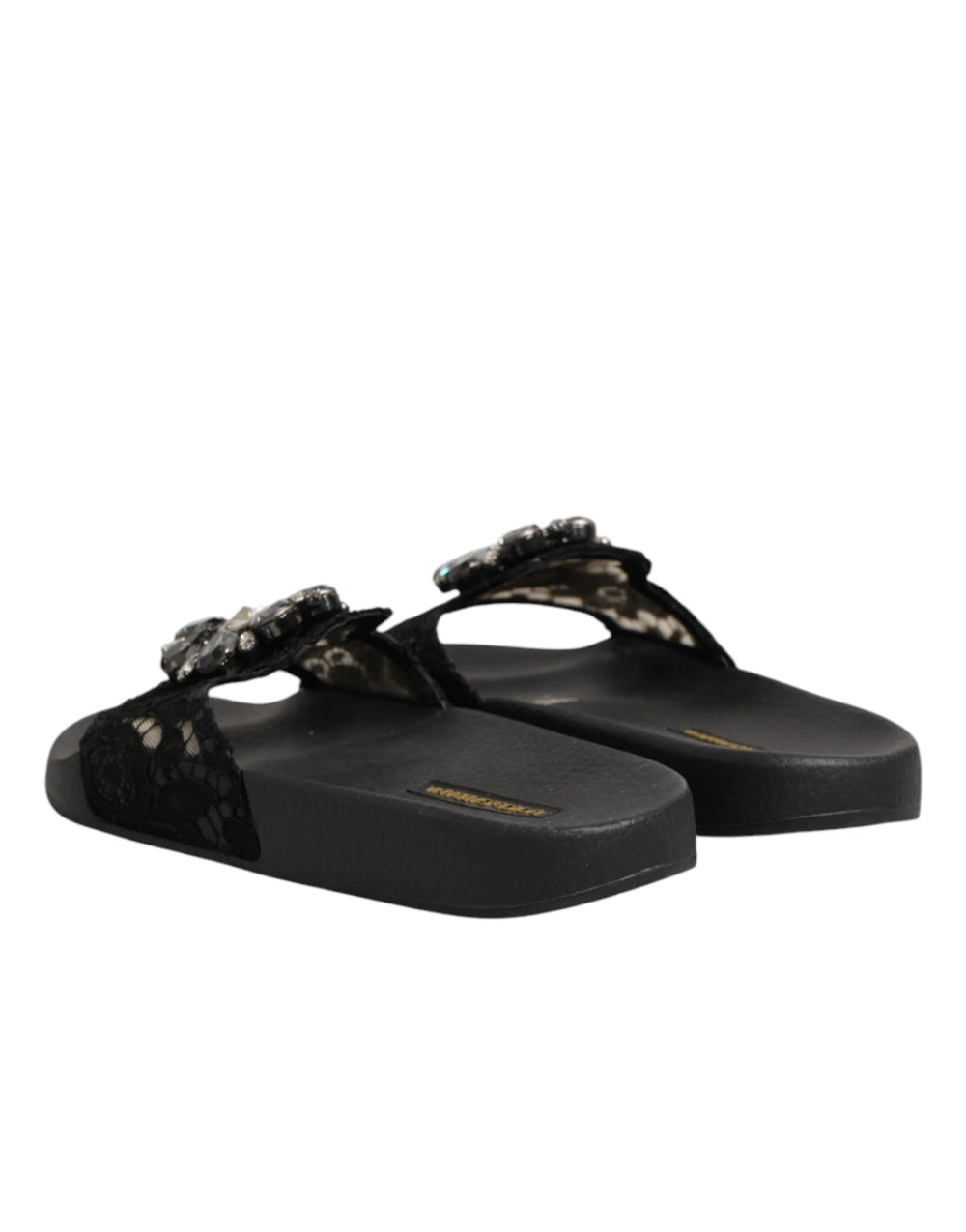 Dolce & Gabbana Black Devotion Matelassé Leather Slides Shoes - EU35/US4.5