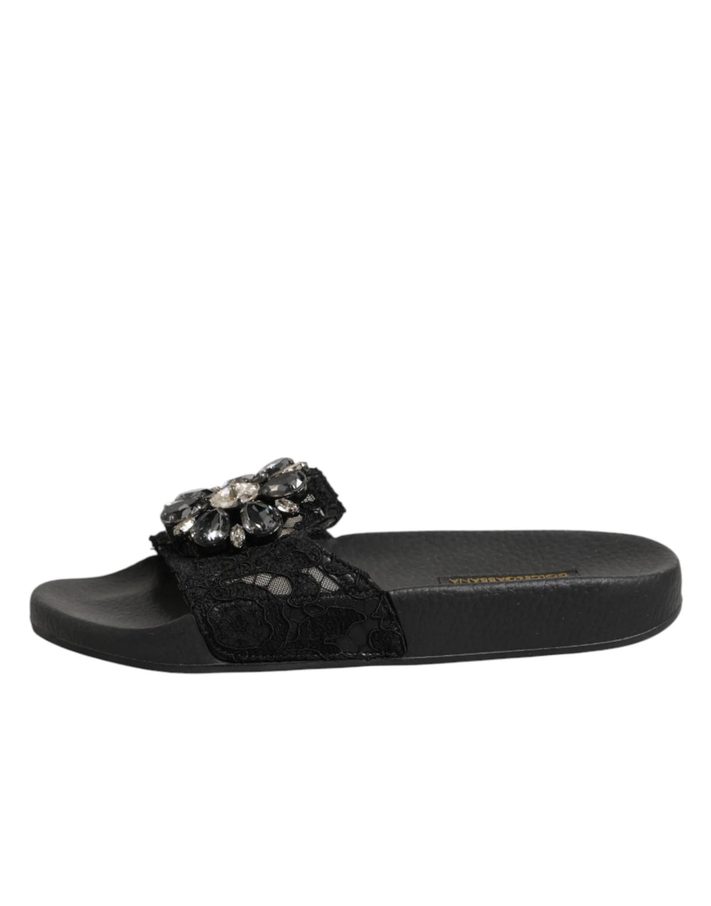 Dolce & Gabbana Black Devotion Matelassé Leather Slides Shoes - EU35/US4.5