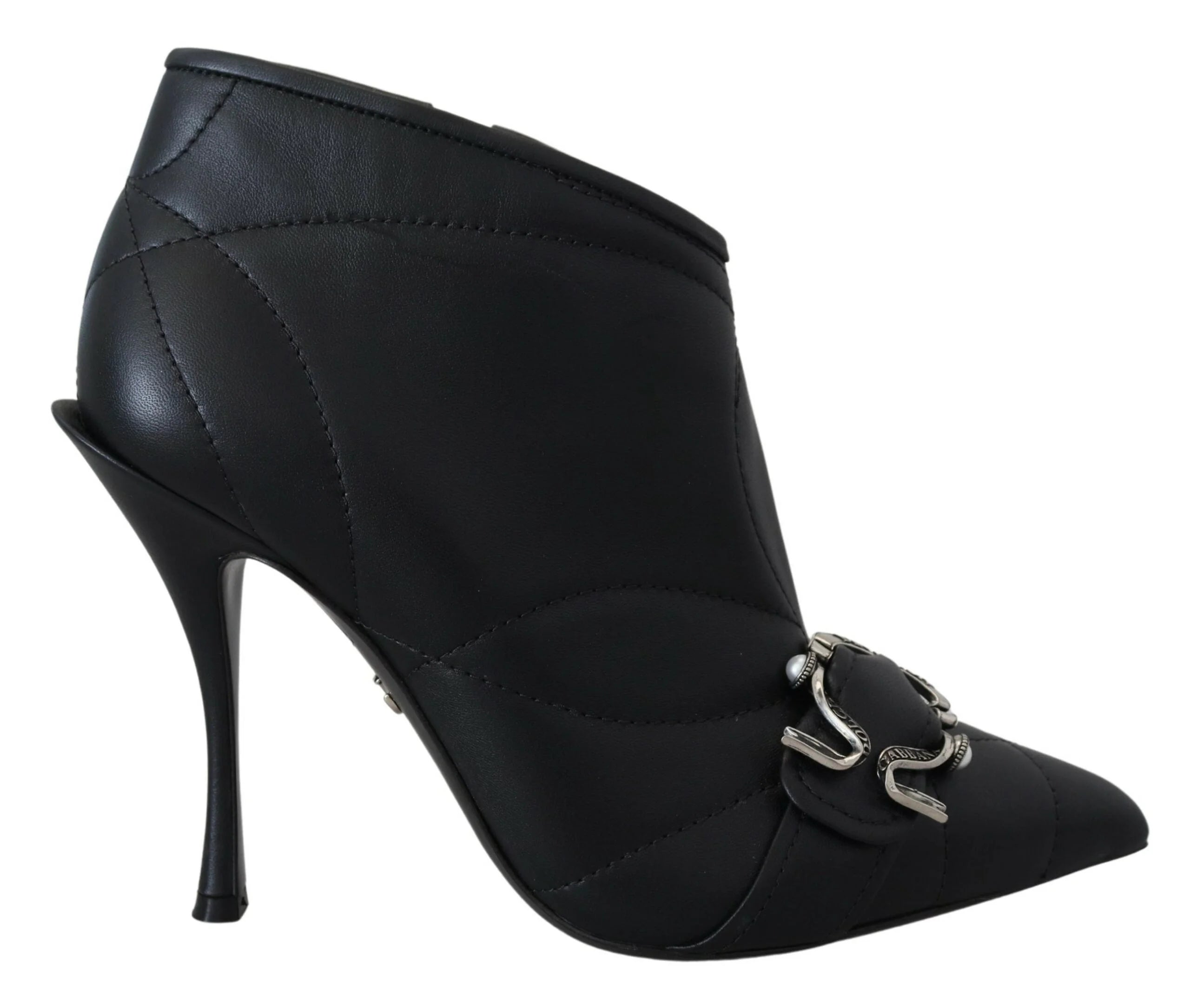 Dolce & Gabbana Black Devotion Quilted Buckled Ankle Boots Shoes - EU39/US8.5