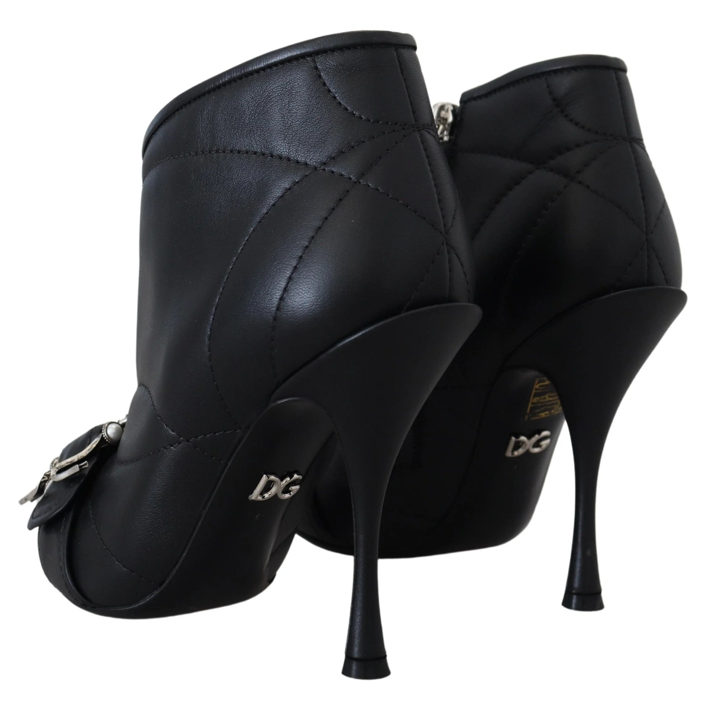 Dolce & Gabbana Black Devotion Quilted Buckled Ankle Boots Shoes - EU39/US8.5
