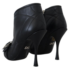 Dolce & Gabbana Black Devotion Quilted Buckled Ankle Boots Shoes - EU39/US8.5