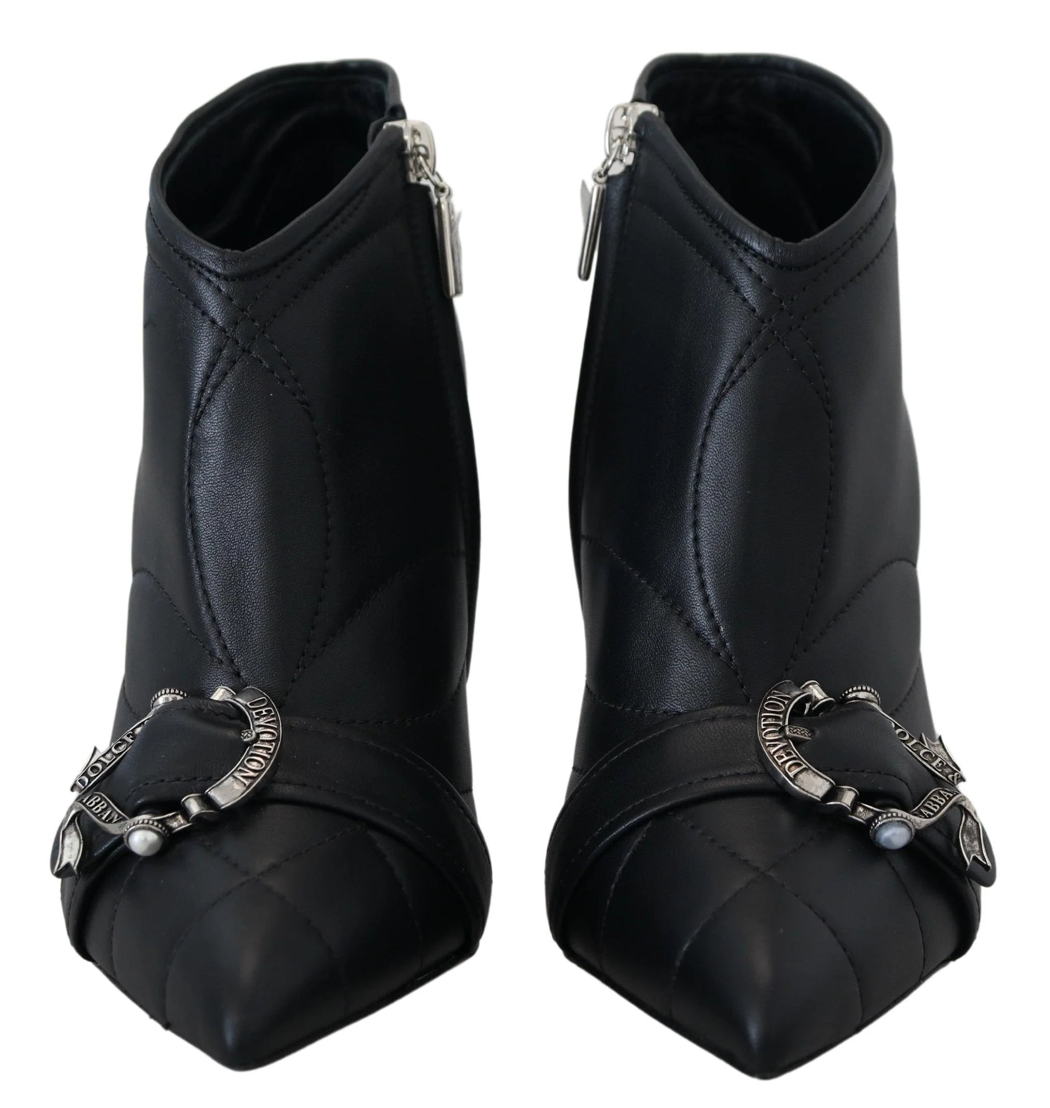 Dolce & Gabbana Black Devotion Quilted Buckled Ankle Boots Shoes - EU39/US8.5