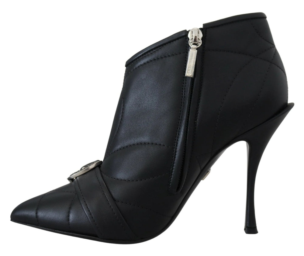 Dolce & Gabbana Black Devotion Quilted Buckled Ankle Boots Shoes - EU39/US8.5