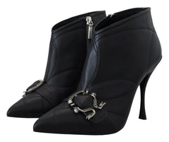 Dolce & Gabbana Black Devotion Quilted Buckled Ankle Boots Shoes - EU39/US8.5