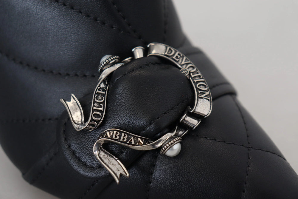 Dolce & Gabbana Black Devotion Quilted Buckled Ankle Boots Shoes - EU39/US8.5