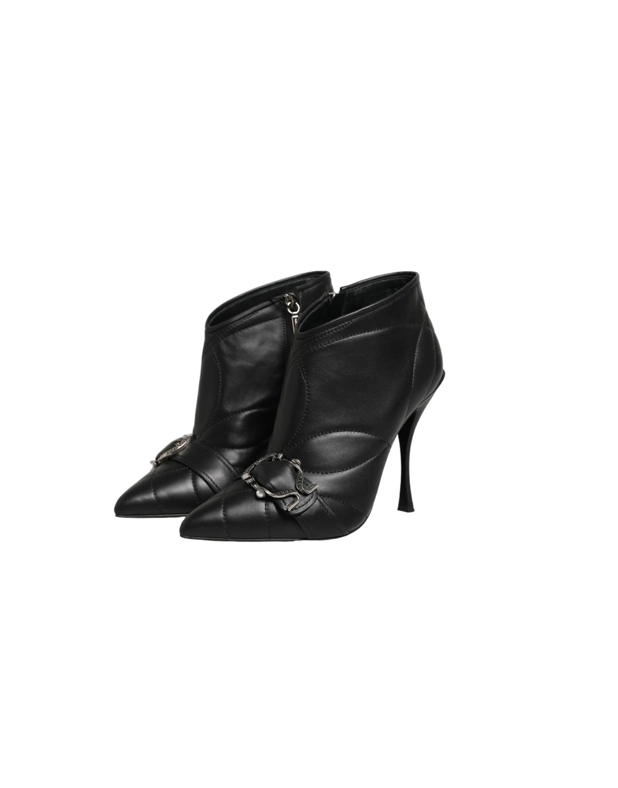 Dolce & Gabbana Black Devotion Quilted Buckled Boots Shoes - EU39/US8.5