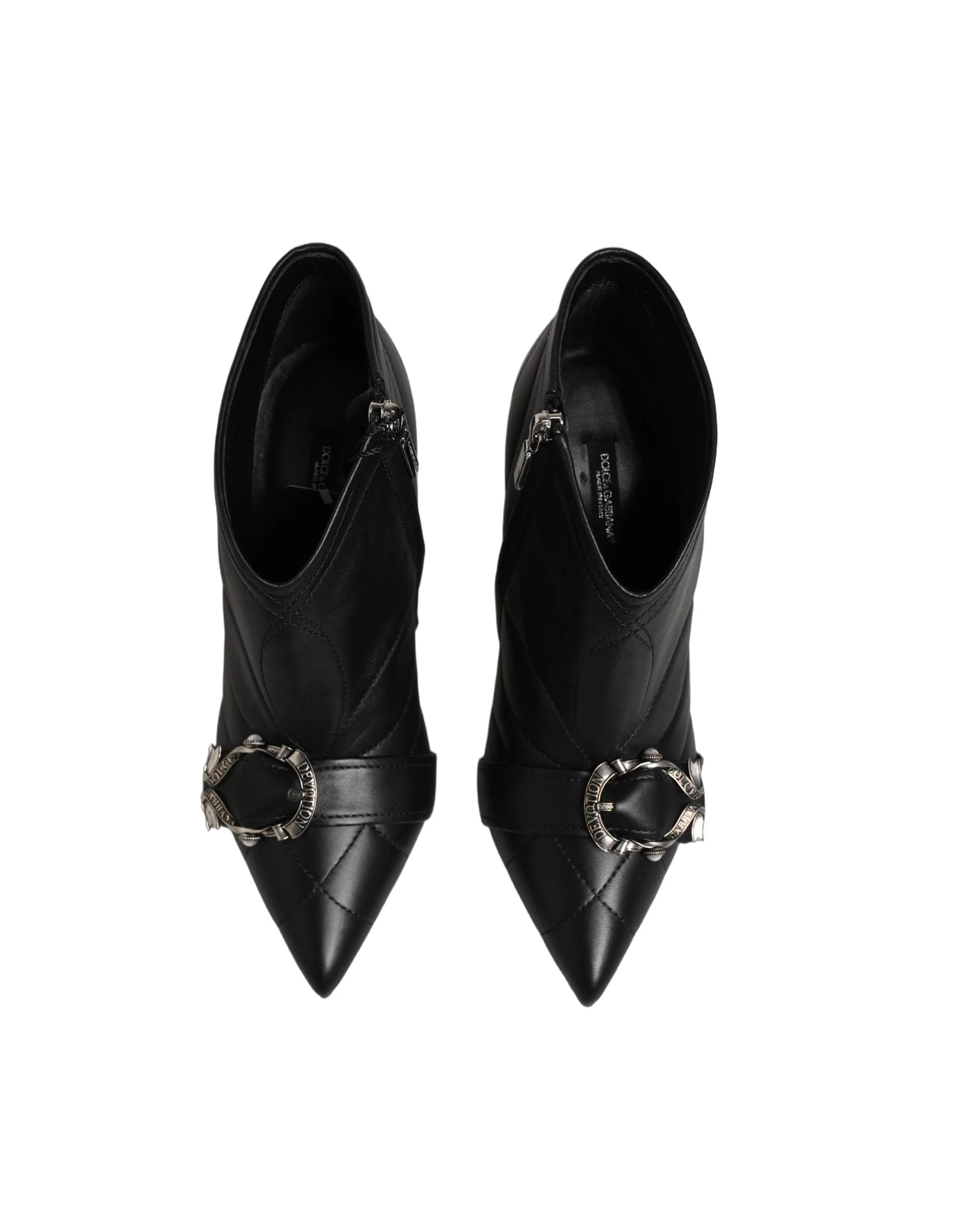 Dolce & Gabbana Black Devotion Quilted Buckled Boots Shoes - EU39/US8.5