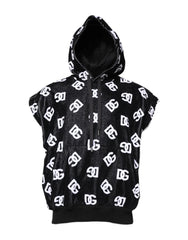 Dolce & Gabbana Black DG Cotton Hooded Sleeveless Sweater - IT60 | 3XL - Hoodies