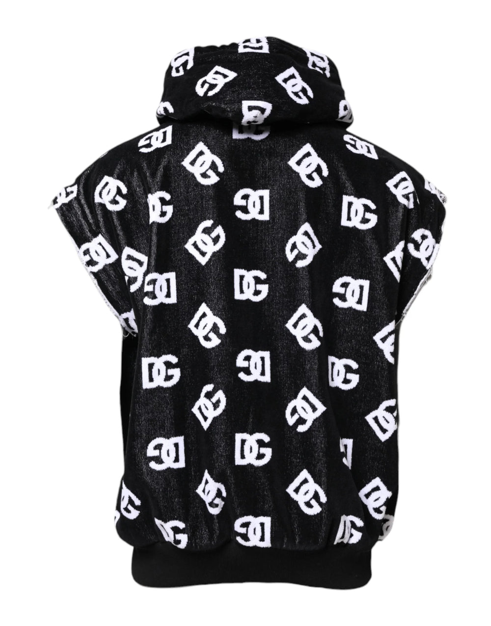 Dolce & Gabbana Black DG Cotton Hooded Sleeveless Sweater - IT60 | 3XL - Hoodies