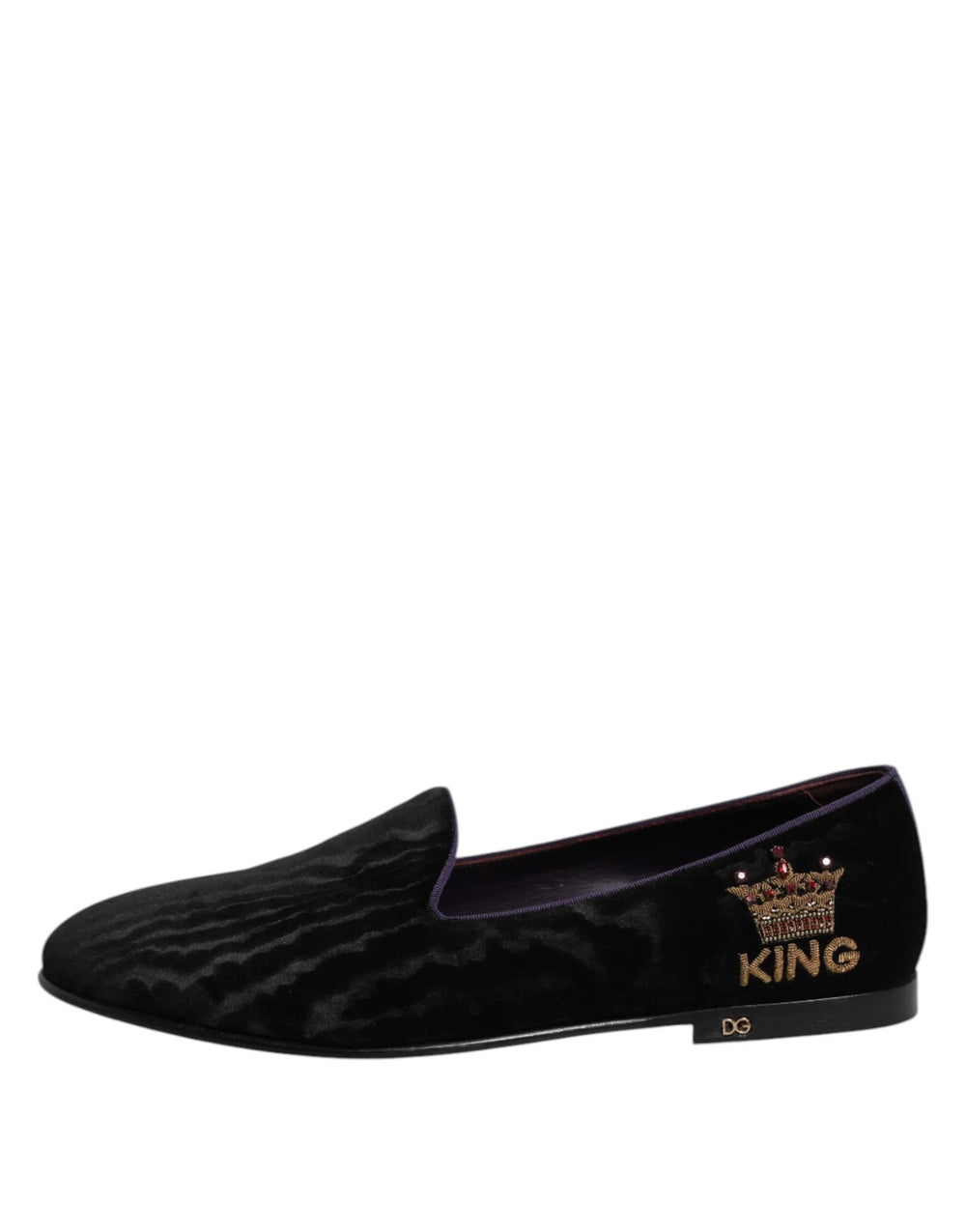 Dolce & Gabbana Black DG Crown Embroidery Loafers Slip On Shoes - EU42/US9 - Flats