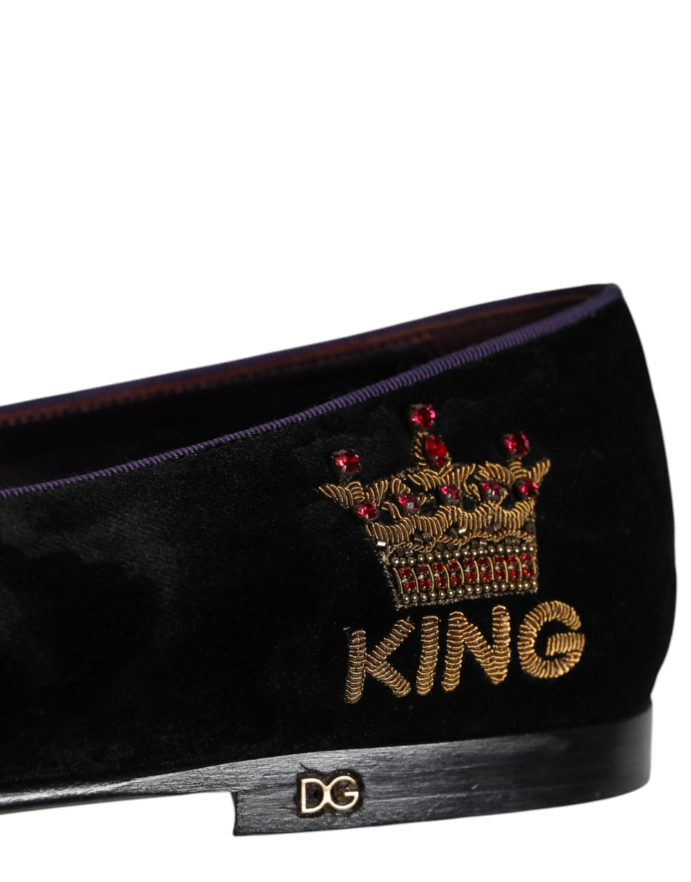 Dolce & Gabbana Black DG Crown Embroidery Loafers Slip On Shoes - EU42/US9