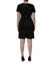 Dolce & Gabbana Black DG Crown Short-Sleeve Sheath Dress - IT38 | XS