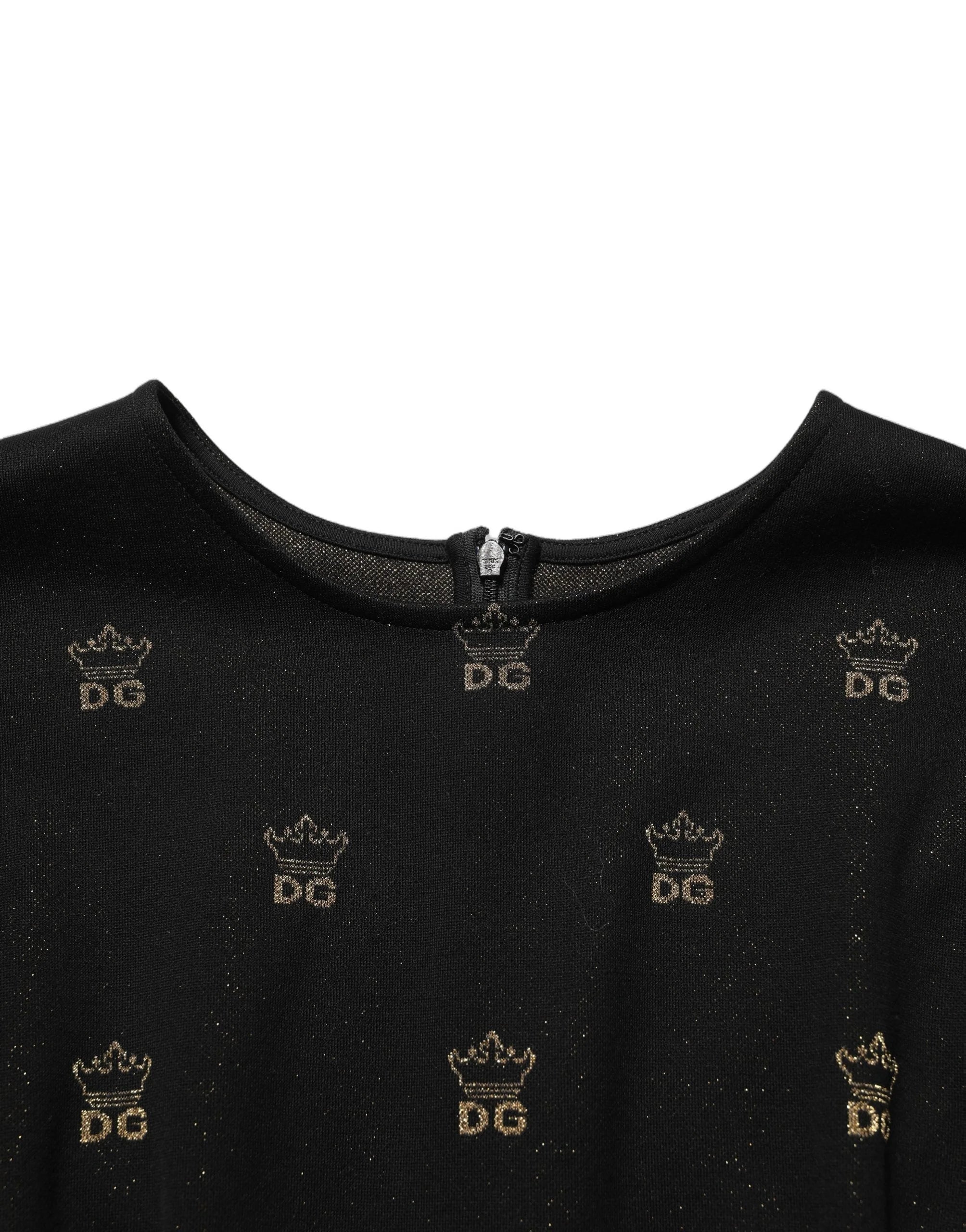 Dolce & Gabbana Black DG Crown Short-Sleeve Sheath Dress - IT38 | XS