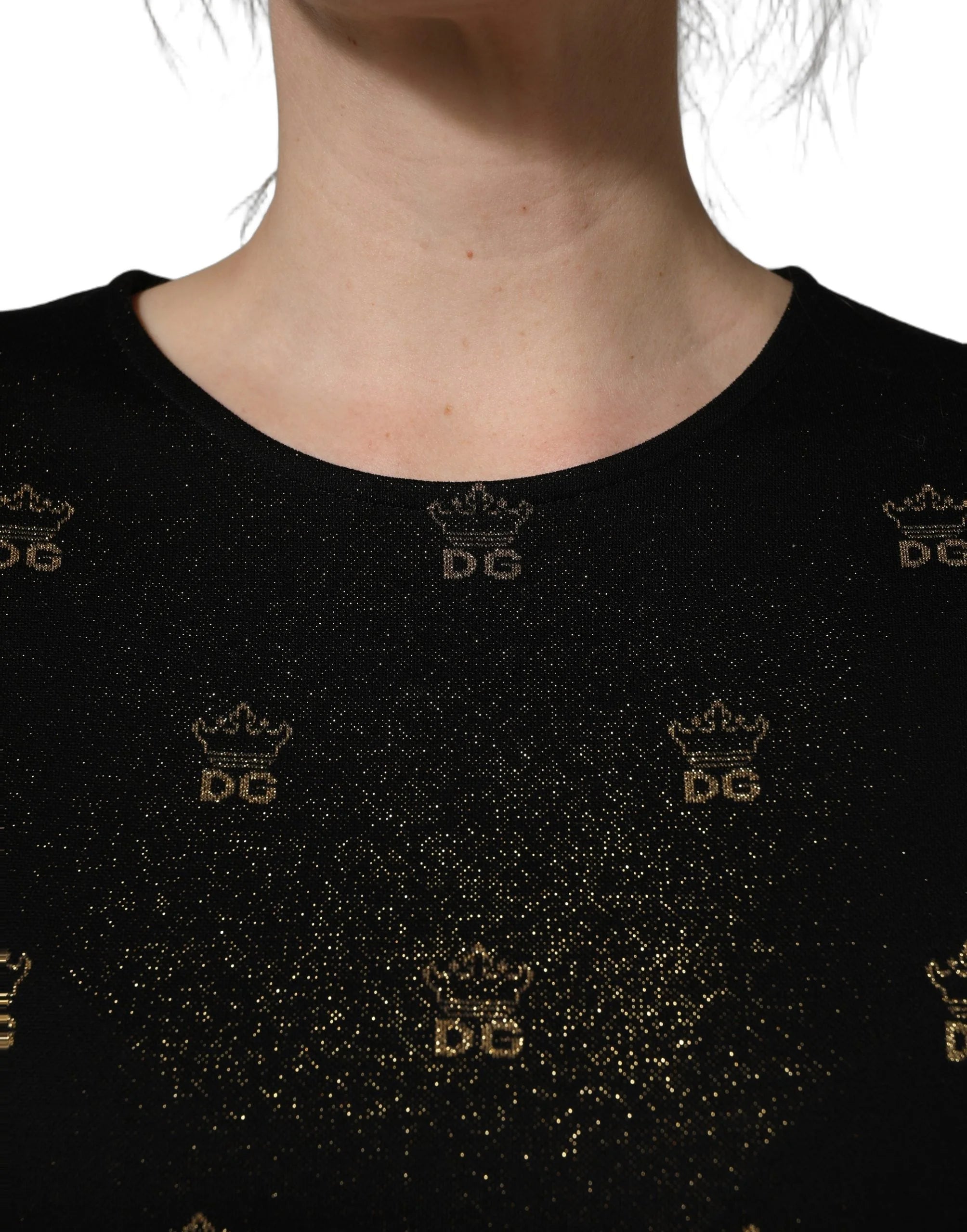 Dolce & Gabbana Black DG Crown Short-Sleeve Sheath Dress - IT38 | XS