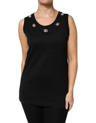 Dolce & Gabbana Black DG Embellished Sleeveless Tank Top - IT42|M - Tank Tops
