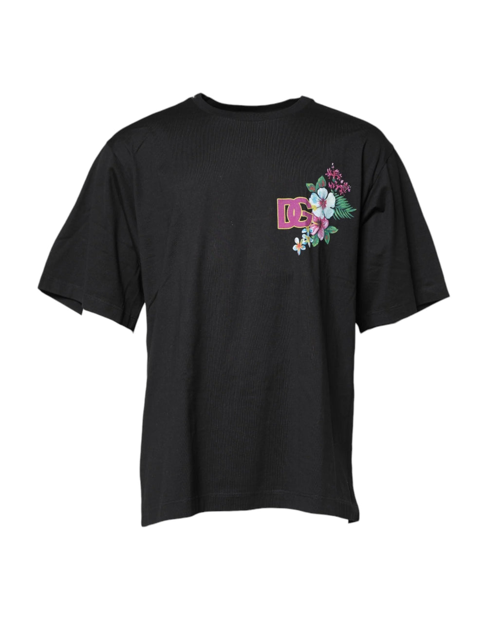 Dolce & Gabbana Black DG Floral Print Crew Neck T-shirt - IT58 | 3XL - T-Shirts